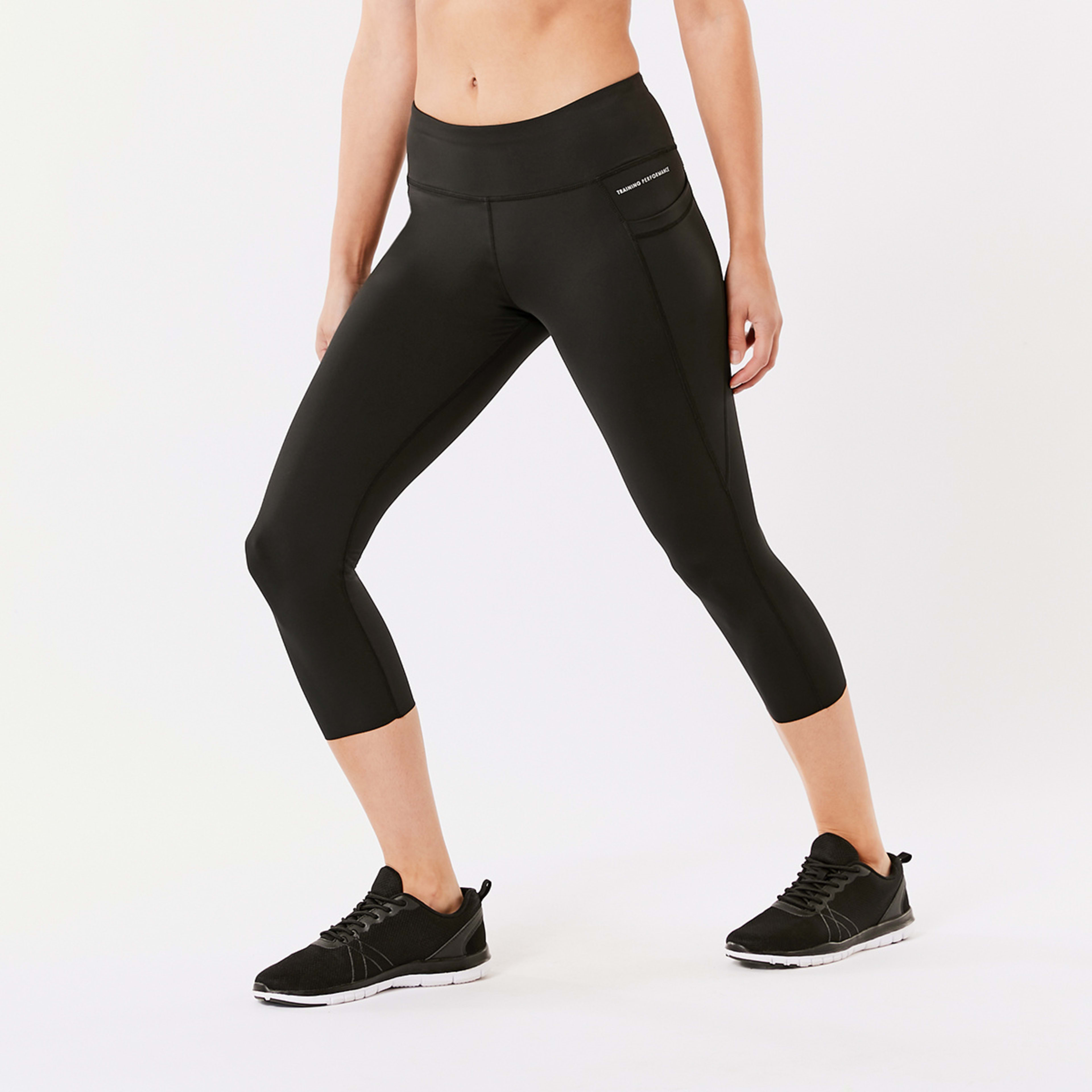 2 Active Womens Crop Training Leggings Black, 2 of 6