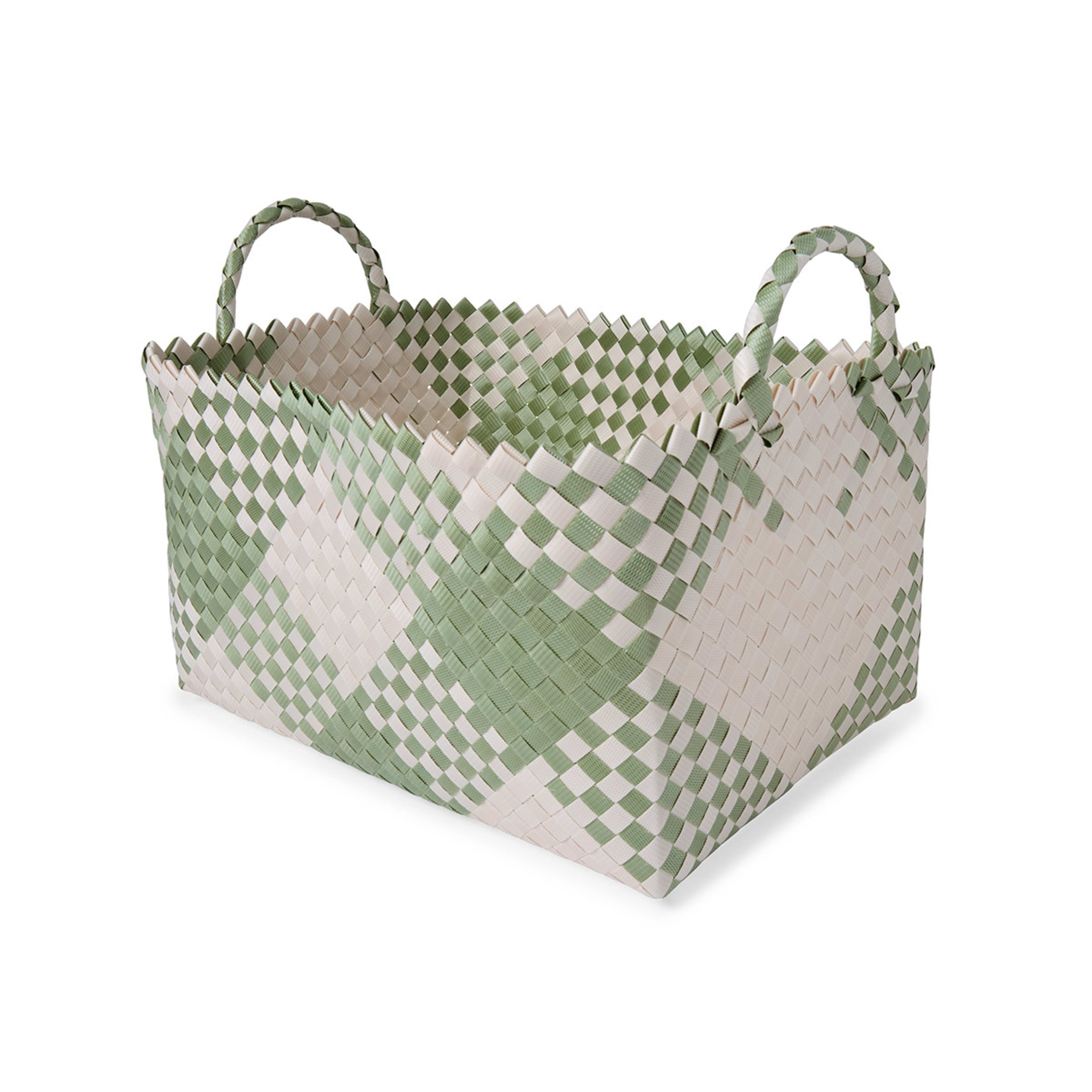 2 Rectangle Check Plastic Basket - Green, 2 of 8