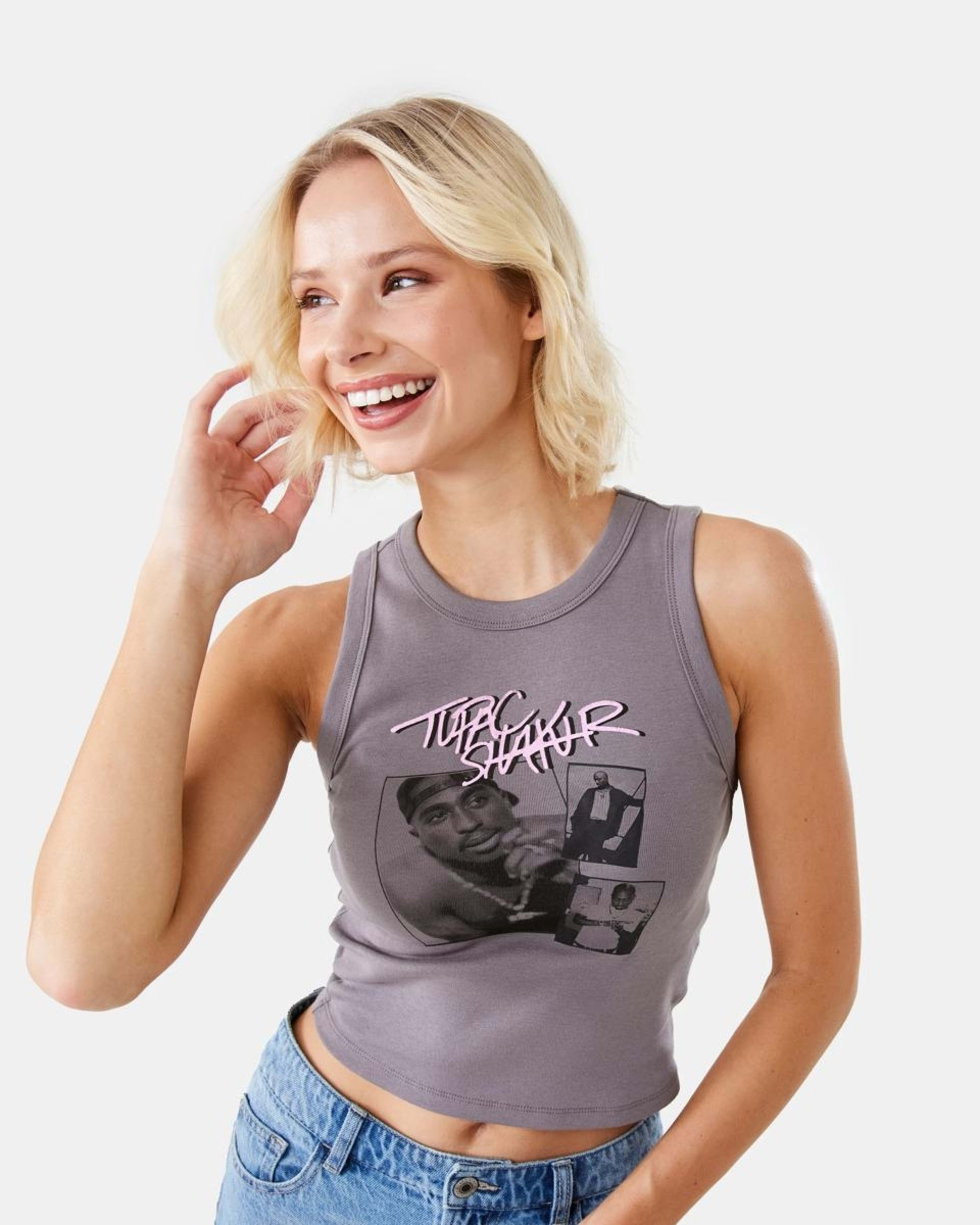 1 Tupac License Sleeveless Crop Tank TUPAC ALLOY
