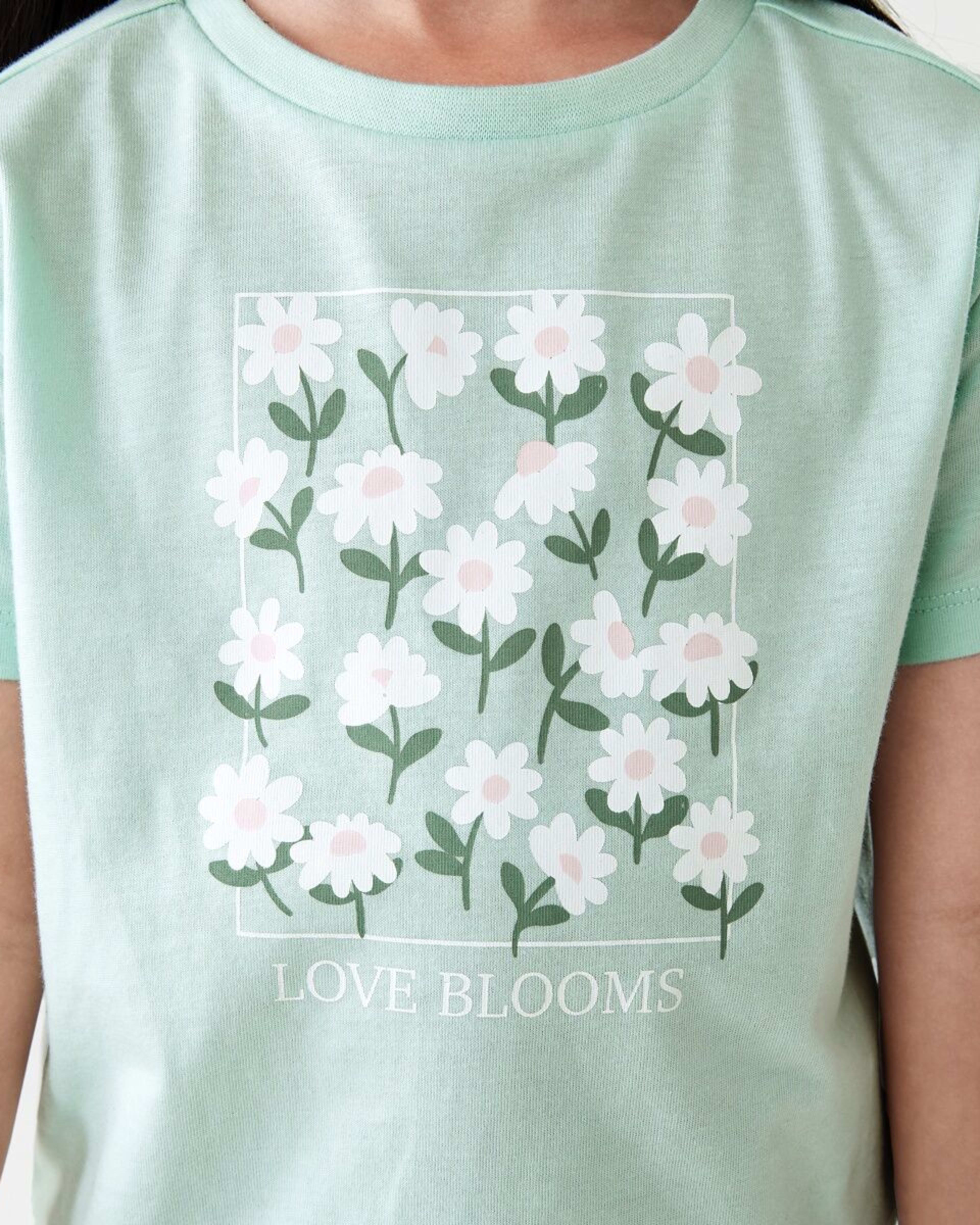 4 Printed T-shirt LOVE BLOOMS DAISY SOFT JADE, 4 of 6