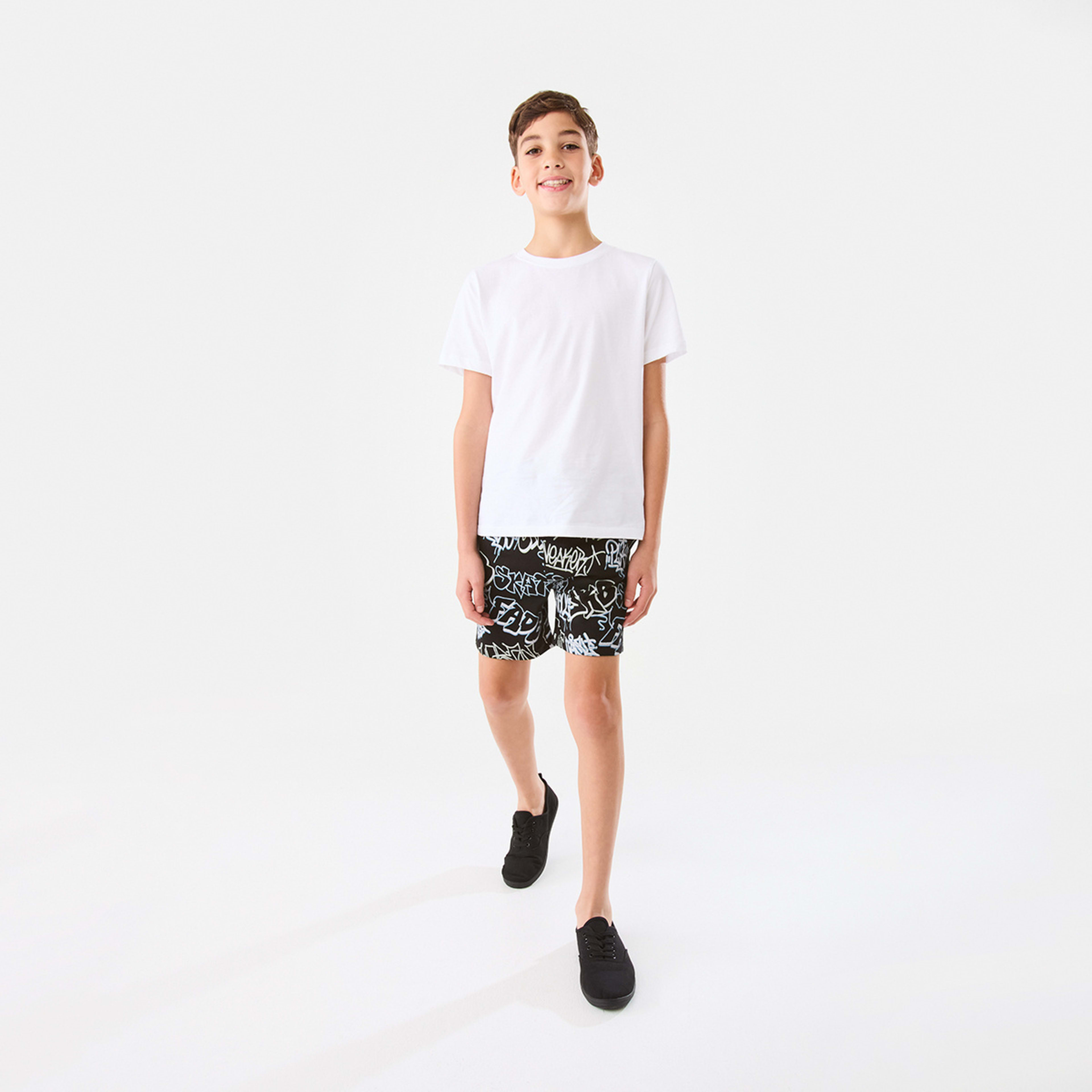 4 All Over Print Knit Shorts Blk Urbgrf, 4 of 7