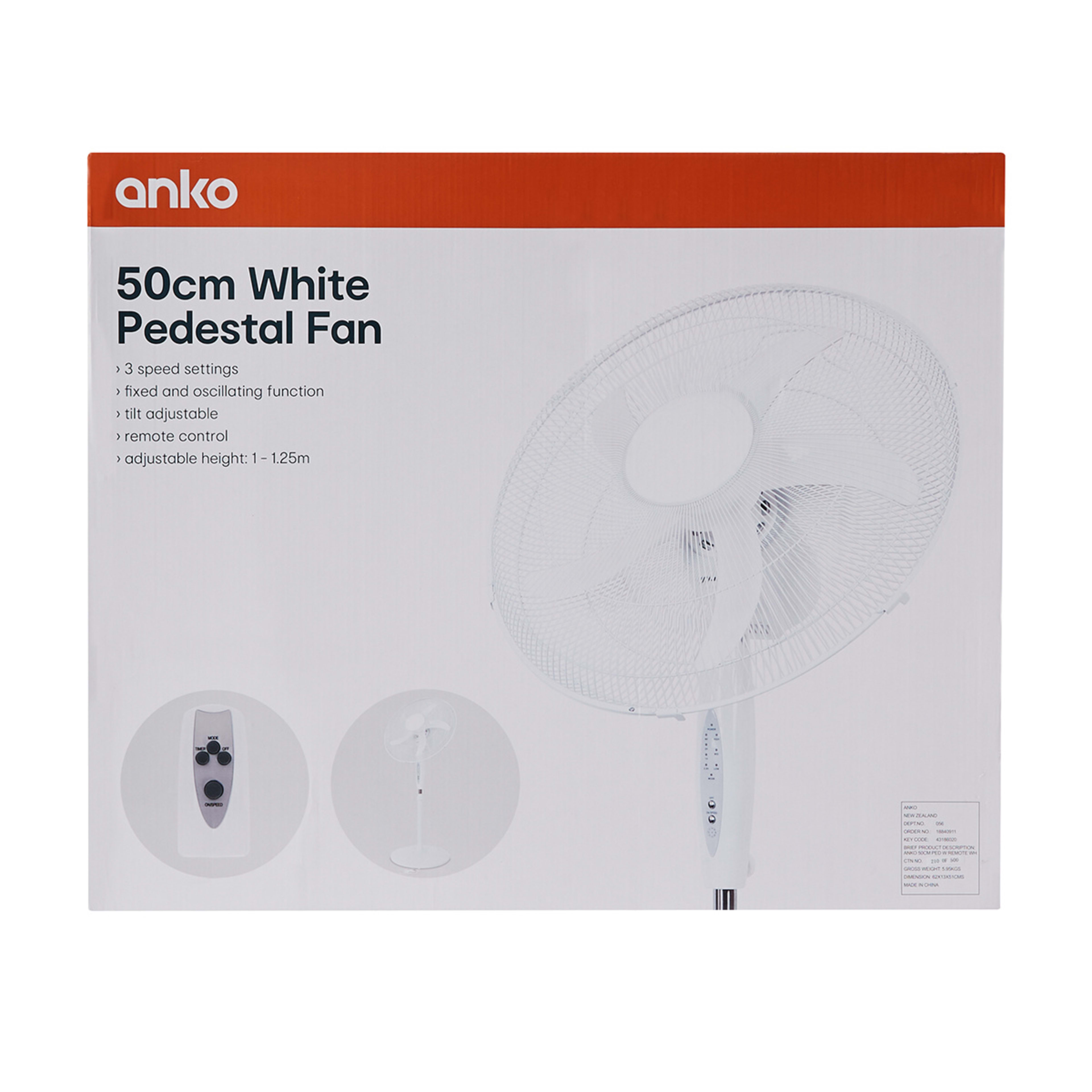 50cm White Pedestal Fan Kmart