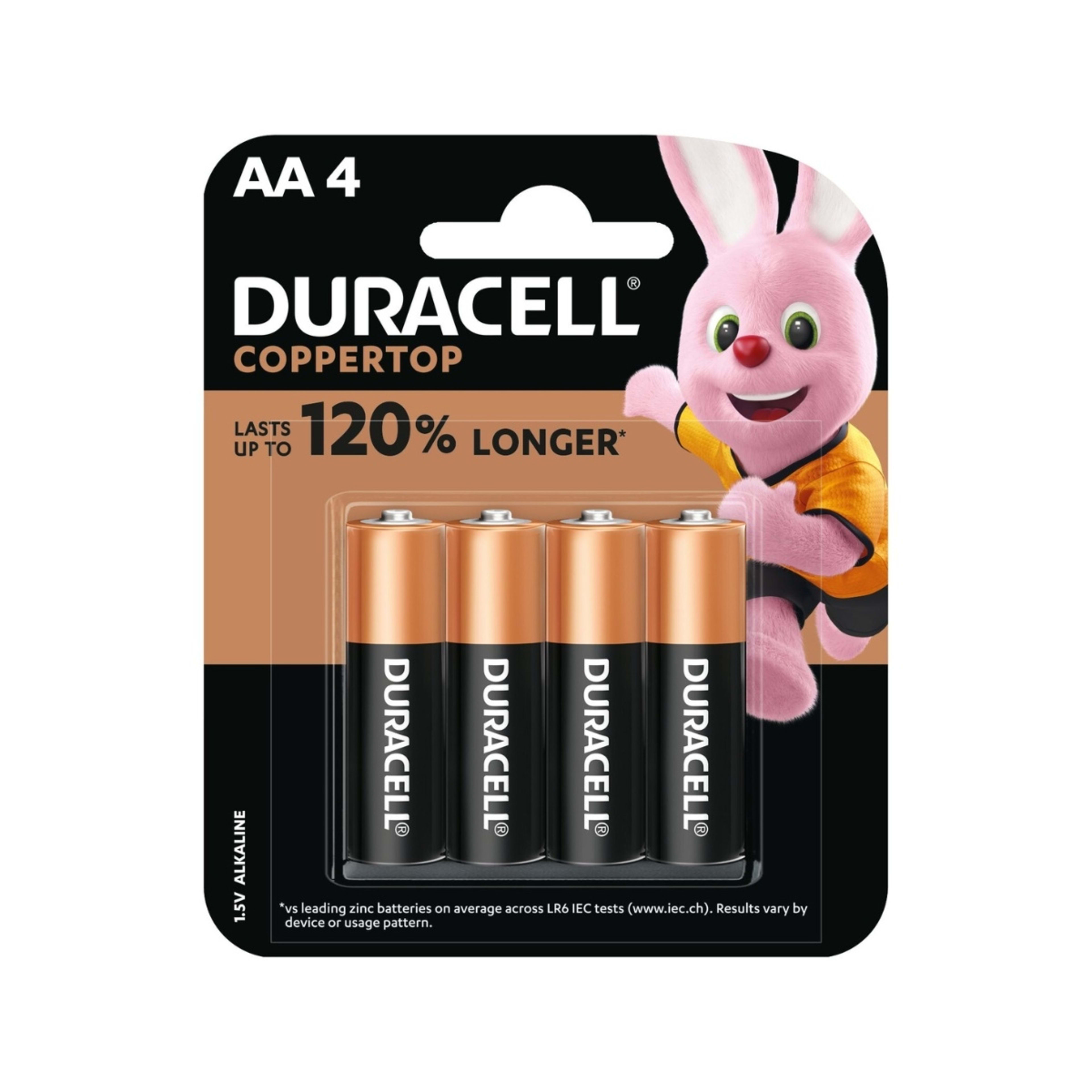 1 4 Pack Duracell Coppertop AA 1.5V Alkaline Batteries, 1 of 10
