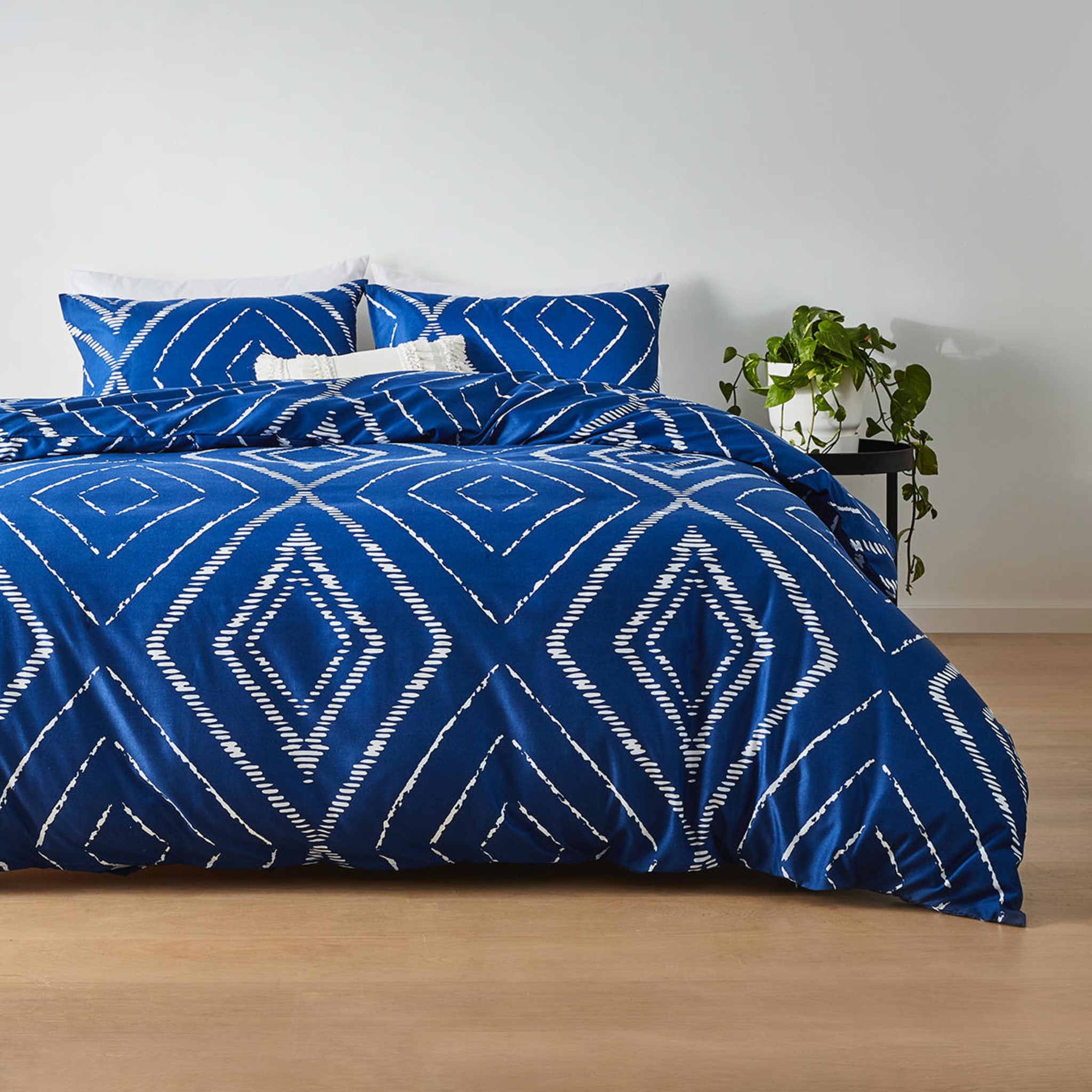 Beau Quilt Cover Set Double Bed, Blue Kmart