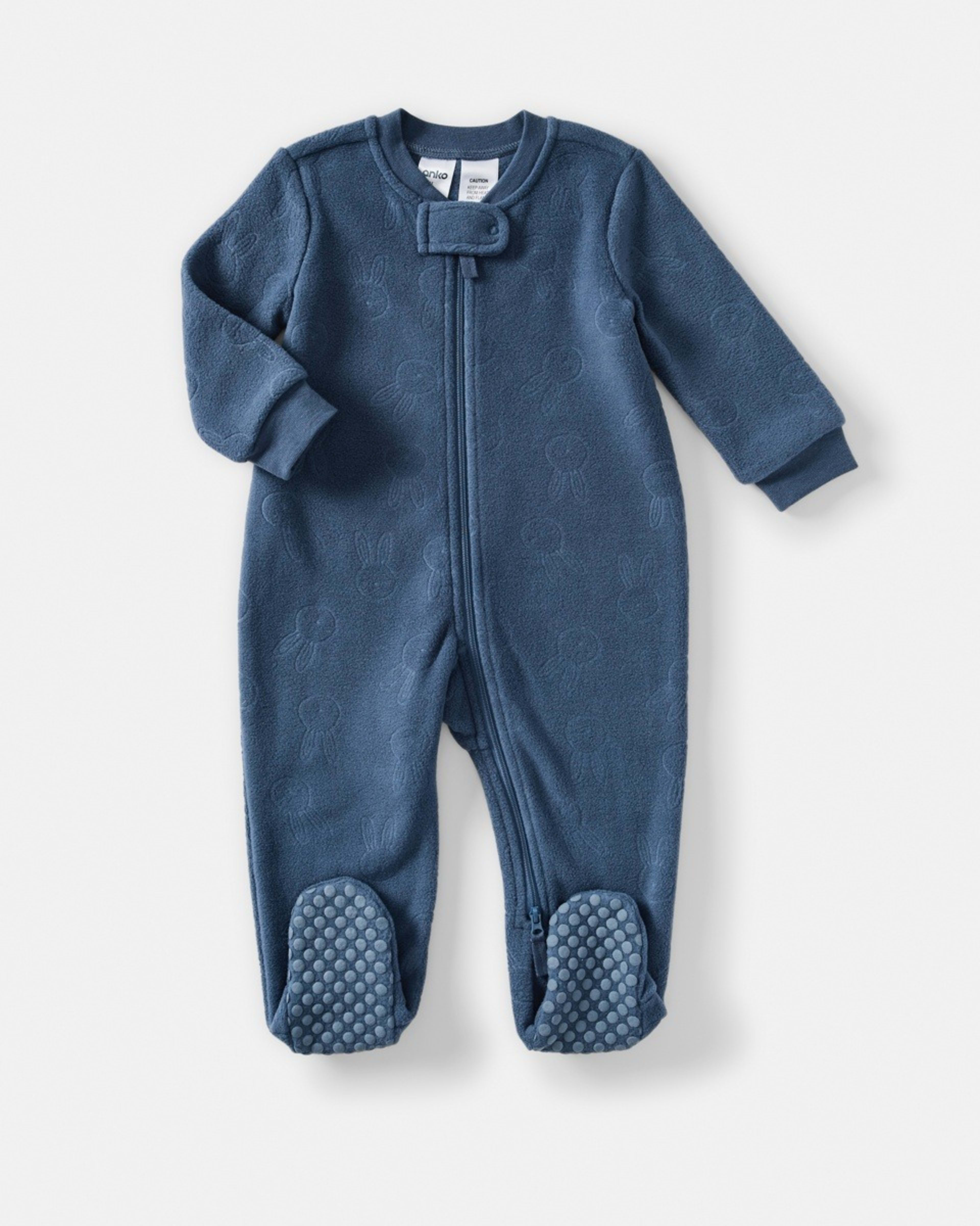 1 Fluffy Pramsuit Navy Bunnies