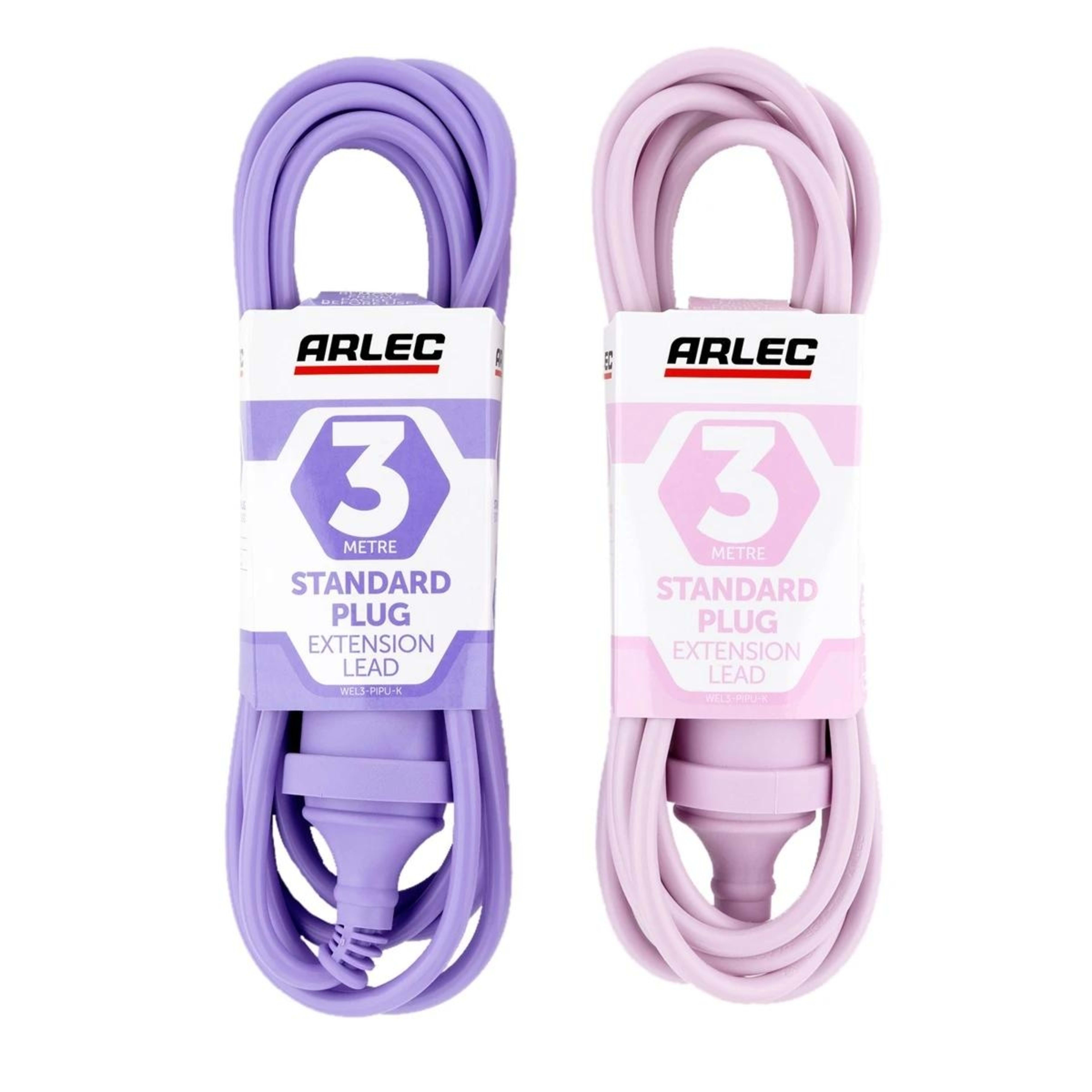 1 3m Arlec Standard Plug Extension Lead - Assorted