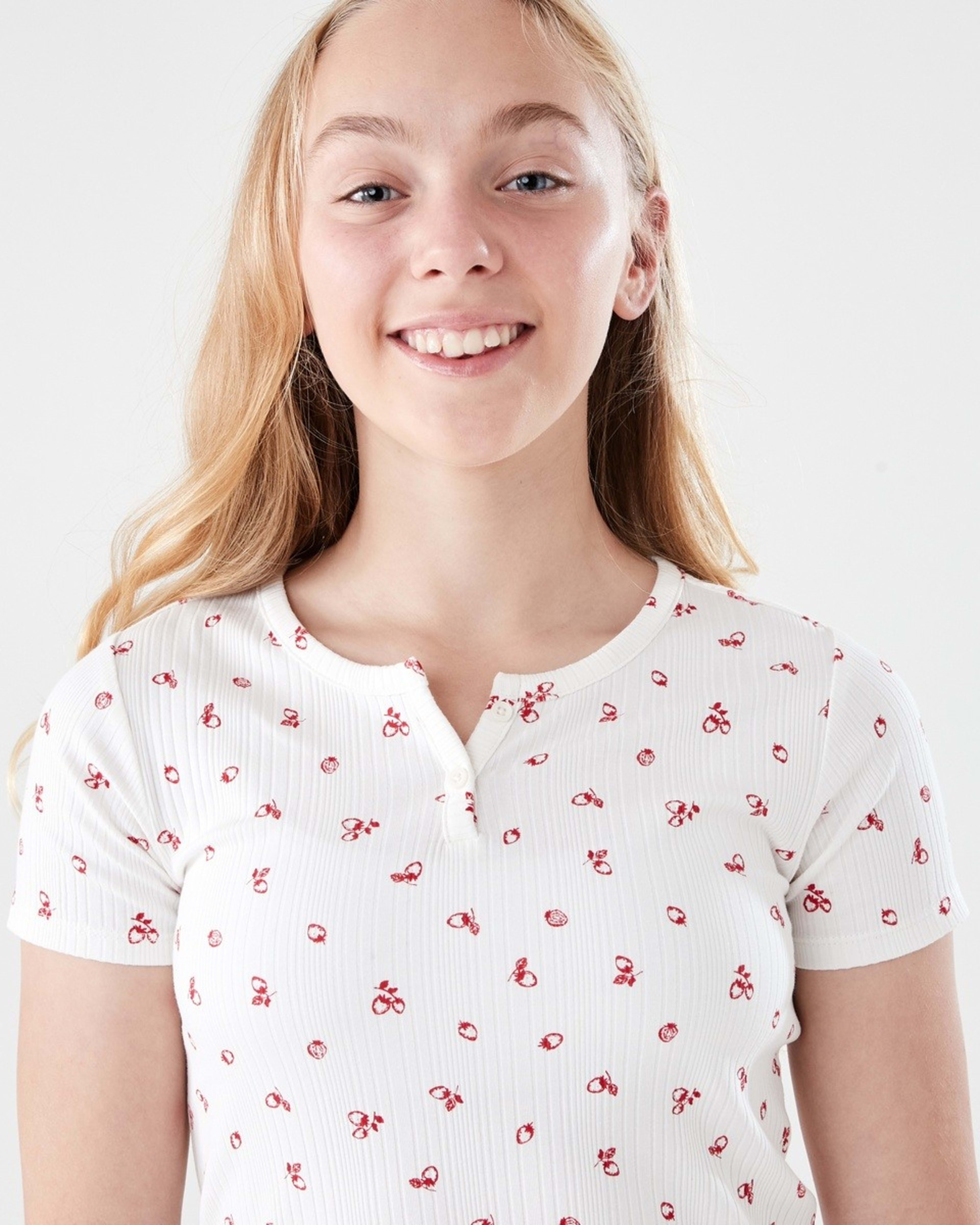 3 Rib Henley T-shirt BERRY SERENADE SNOW WHITE, 3 of 7