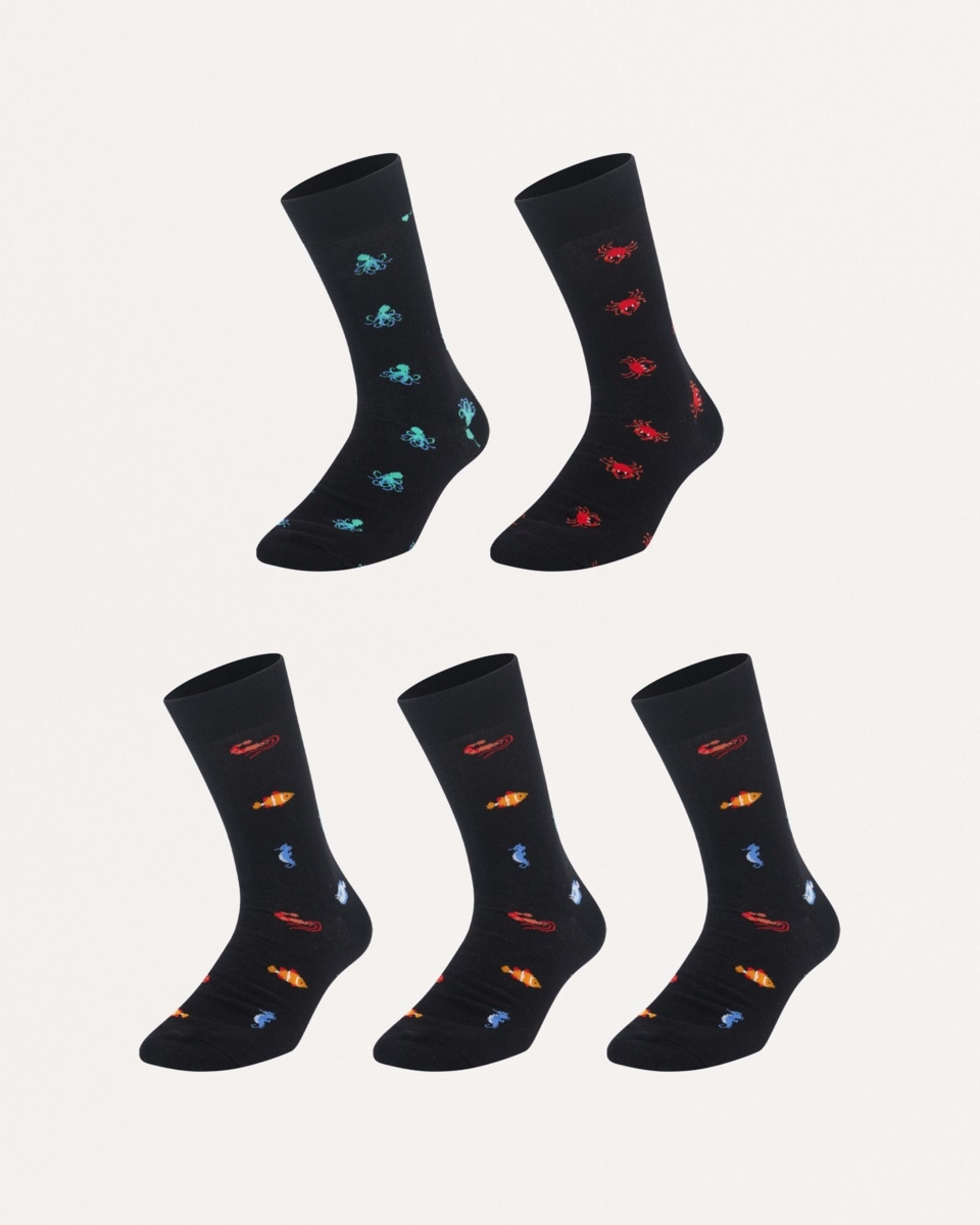 1 5 Pack Pattern Socks Mini Sea