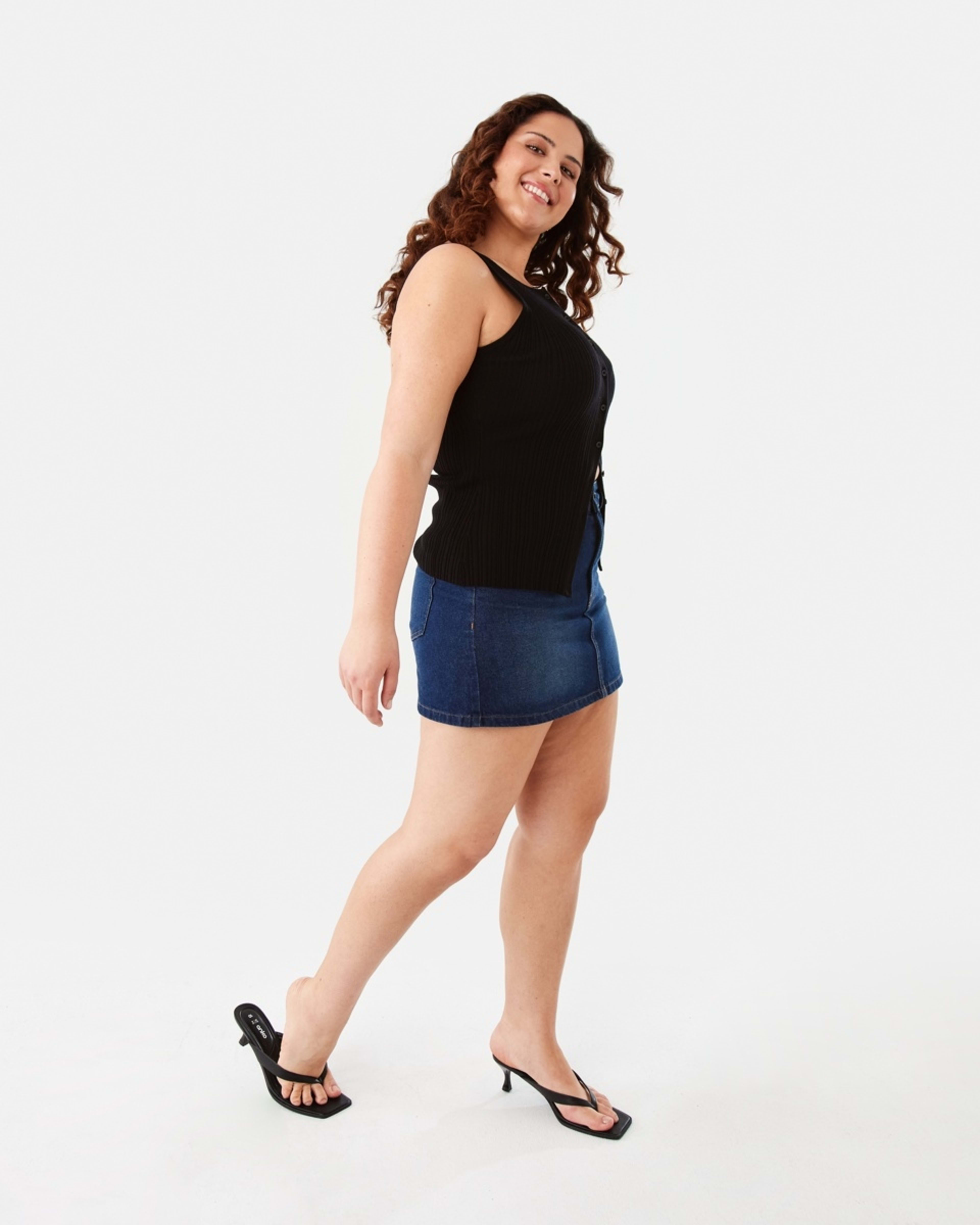 4 Denim A-line Mini Skirt Mid Wash, 4 of 10