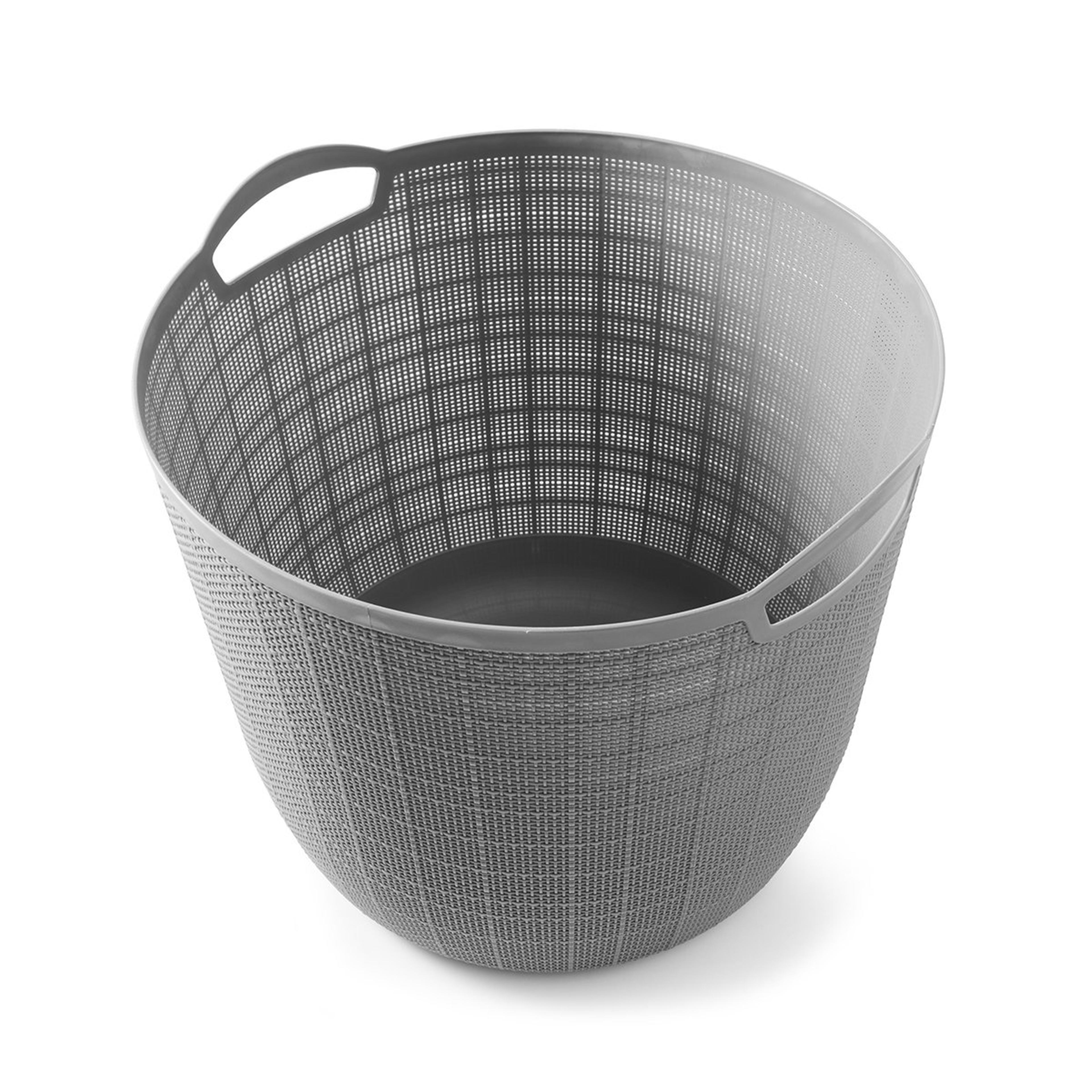 30L Round Linen Weave Basket Grey Kmart