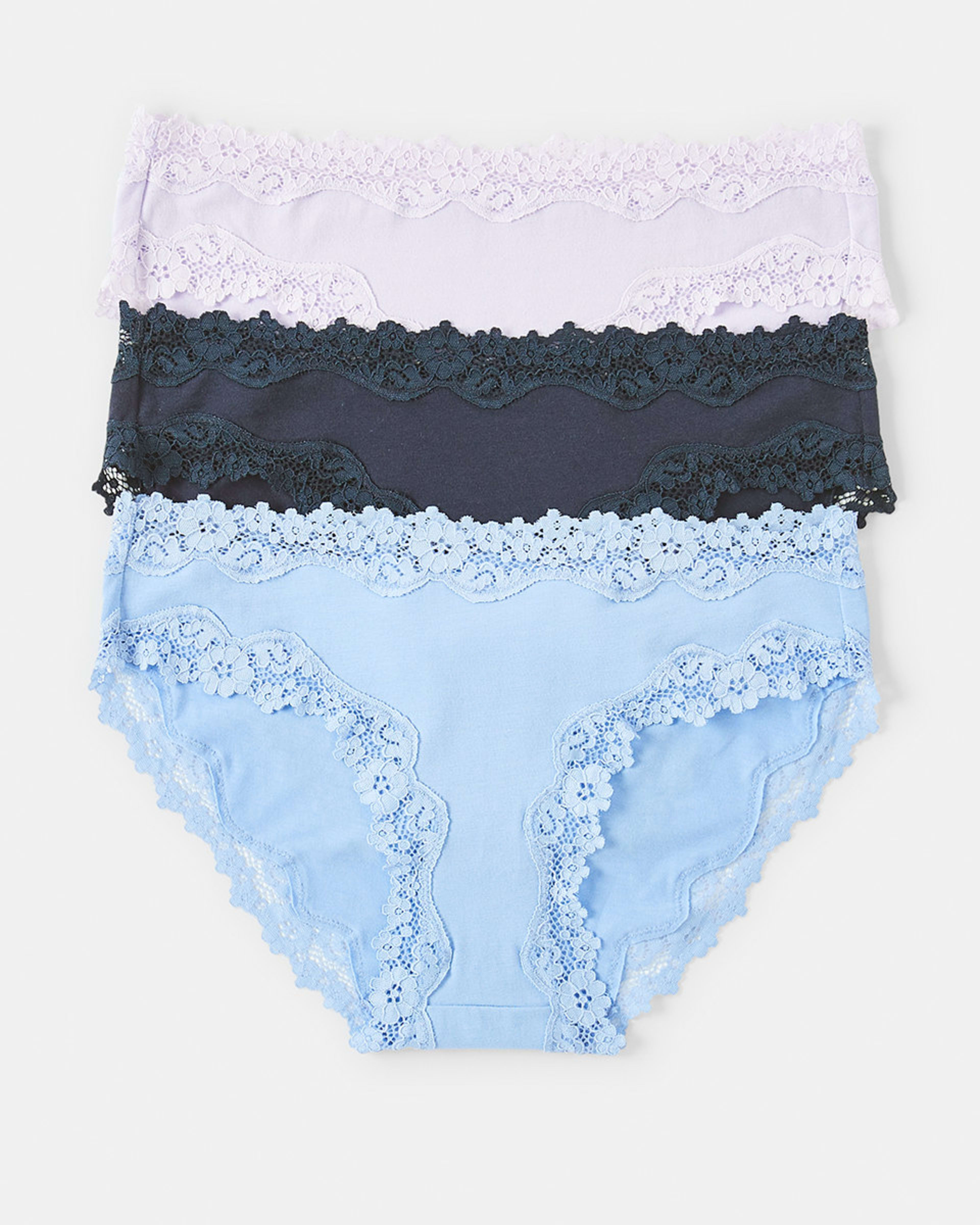 1 3 Pack Cotton Lace Bikini Briefs Hy Mn Bl