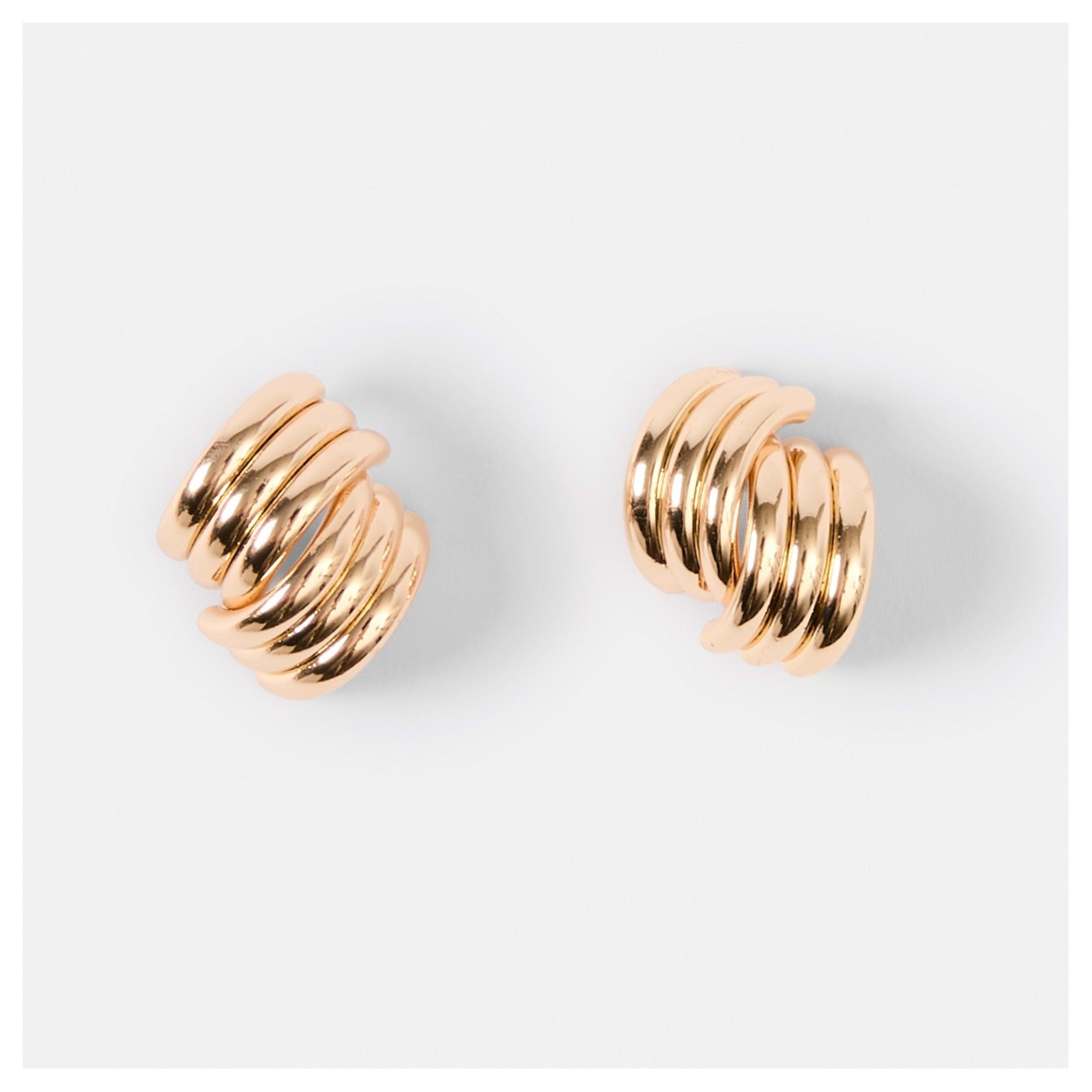 1 Crossover Stud Earrings - Gold Tone