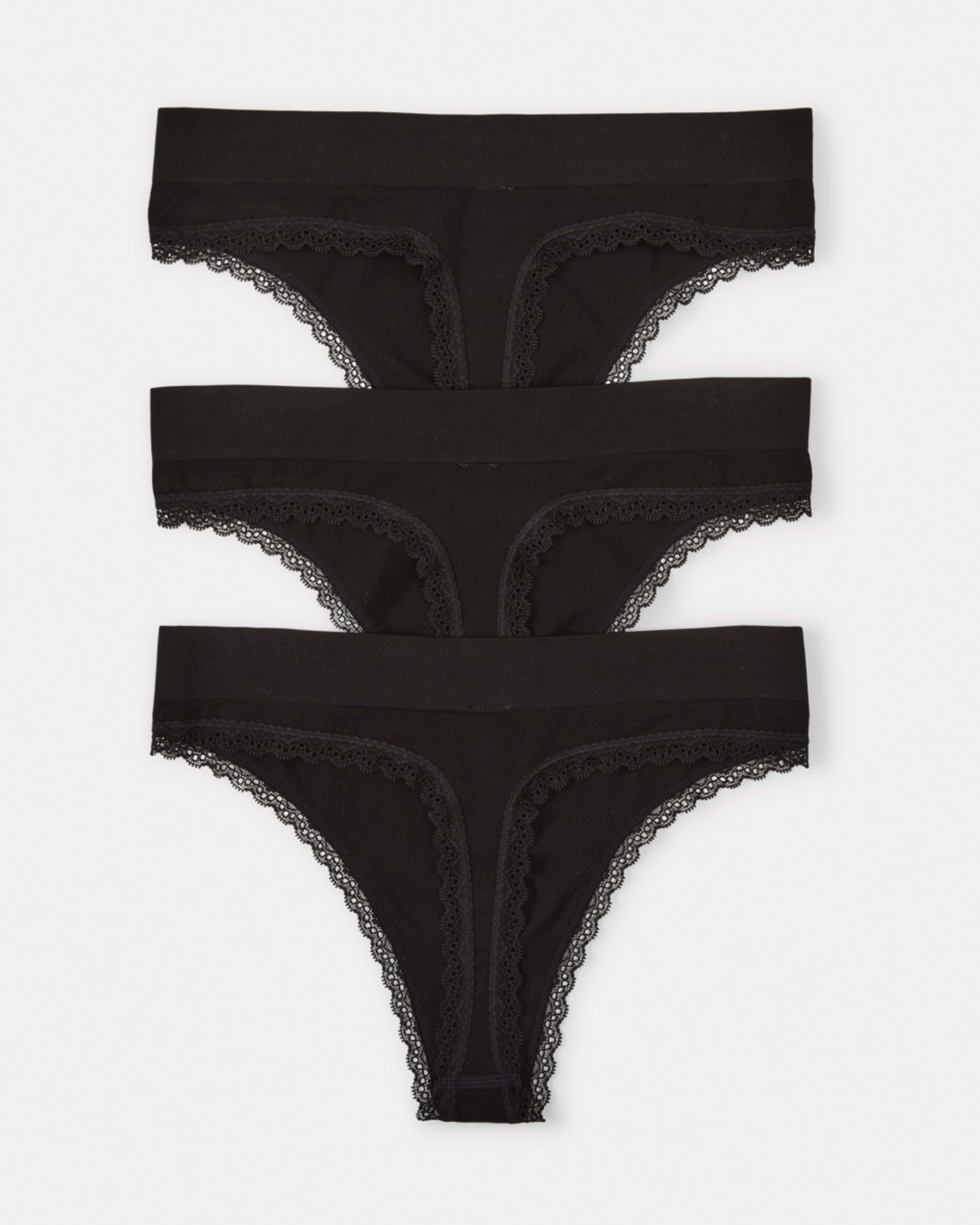 2 3 Pack Seamfree Bamboo Lace G-string Briefs BLACK, BLACK, BLACK, 2 of 6
