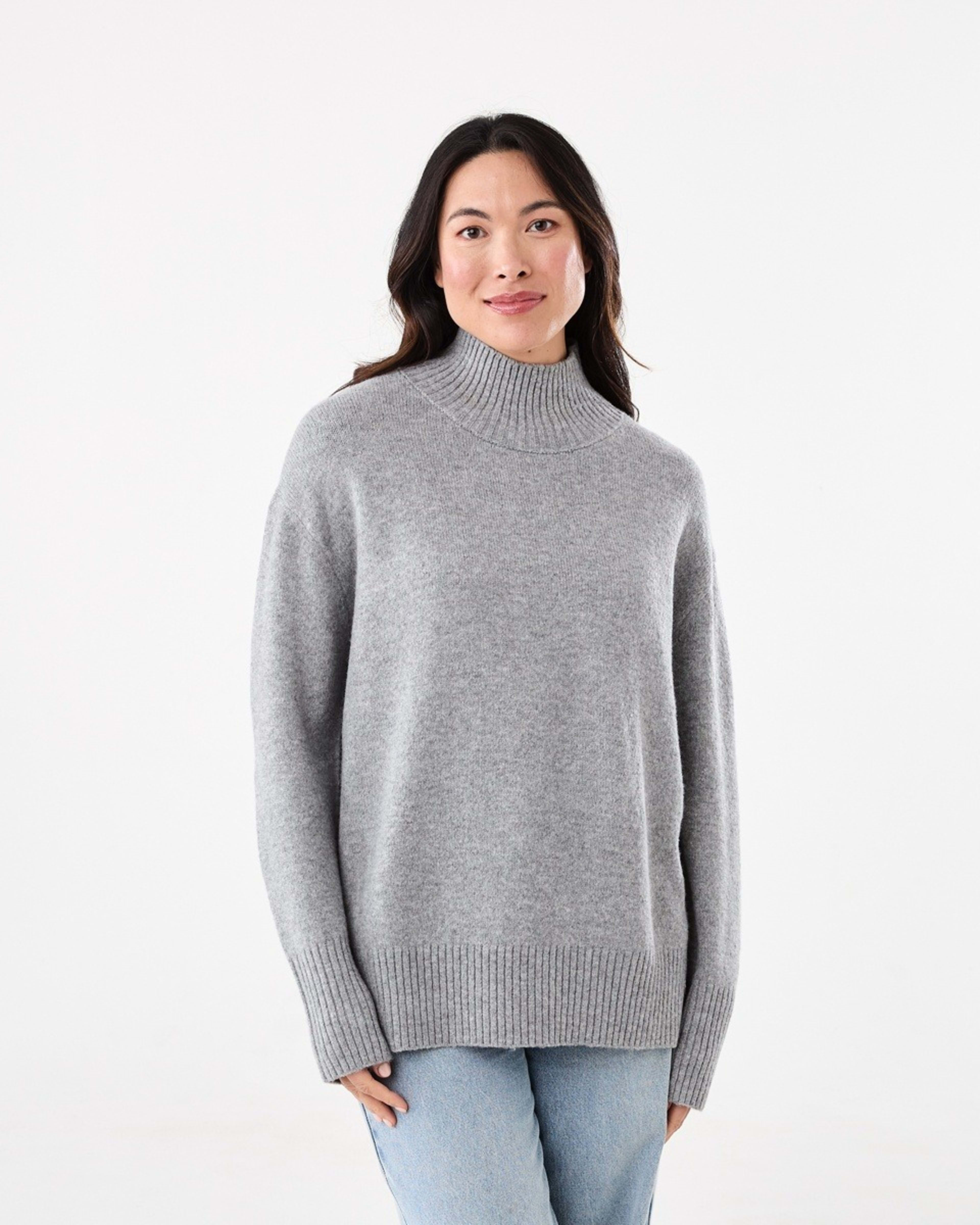 1 Funnel Split Hem Jumper Char Marle, 1 of 7