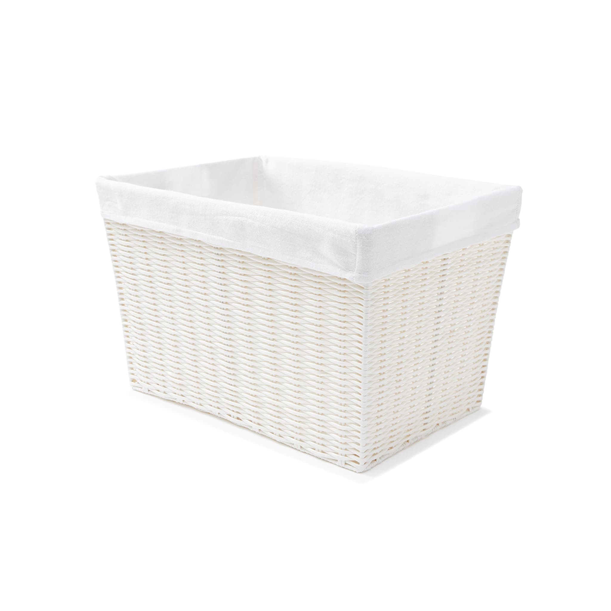 Rattan Look Basket with Liner Large, White Kmart