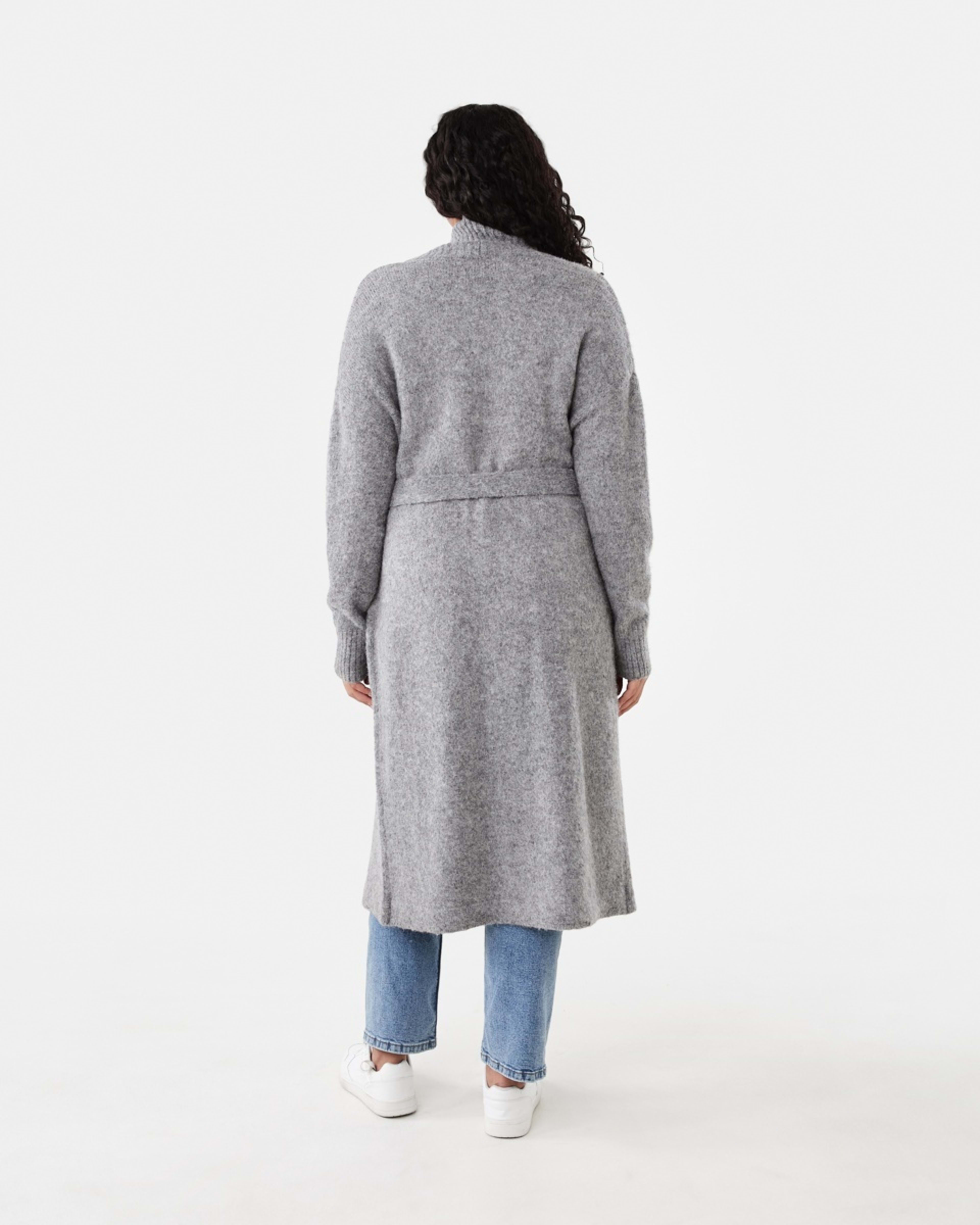 3 Longline Fluffy Cardigan Grey Marle, 3 of 7