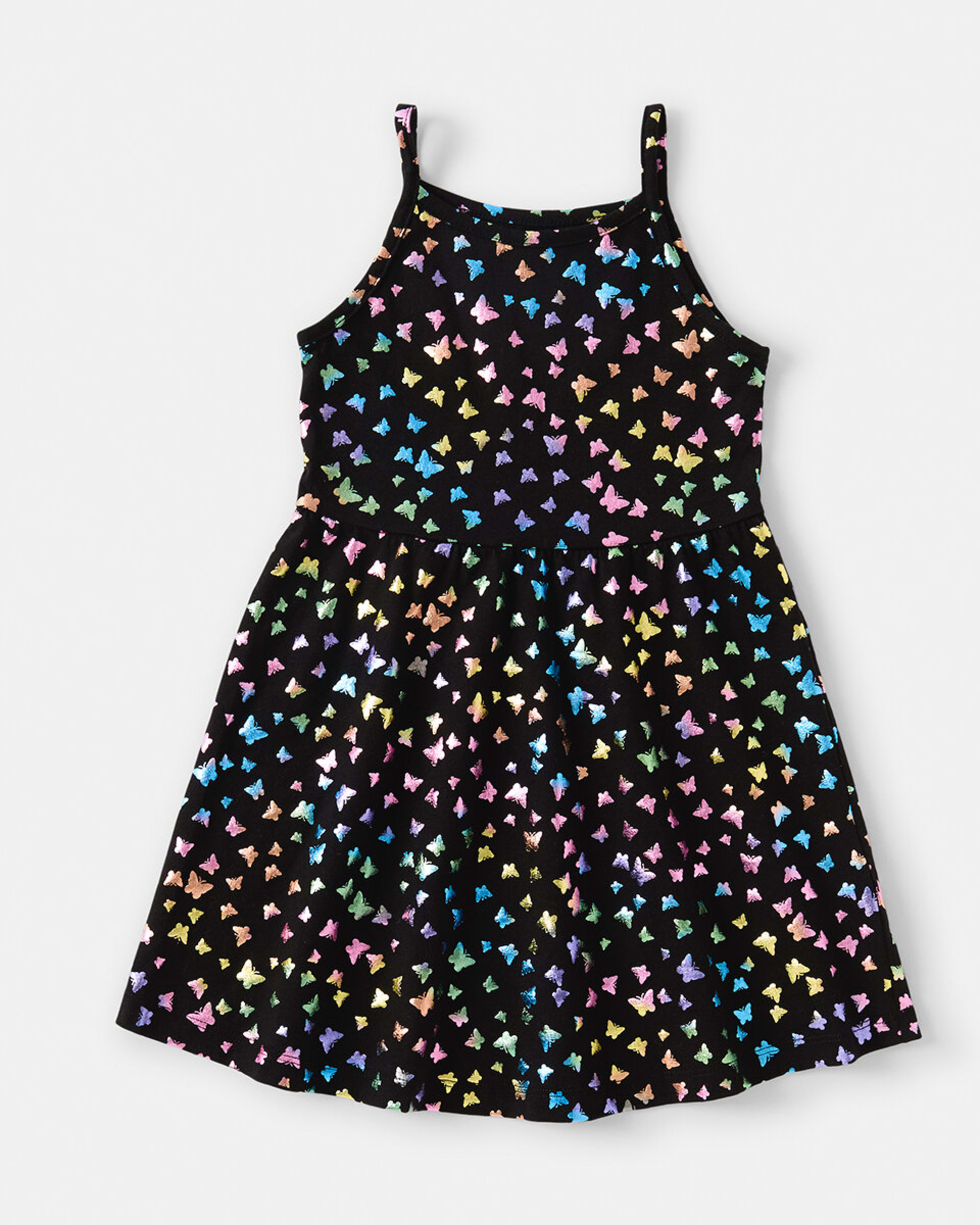 8 Sleeveless Foil Print Dress Blk Bfly, 8 of 9