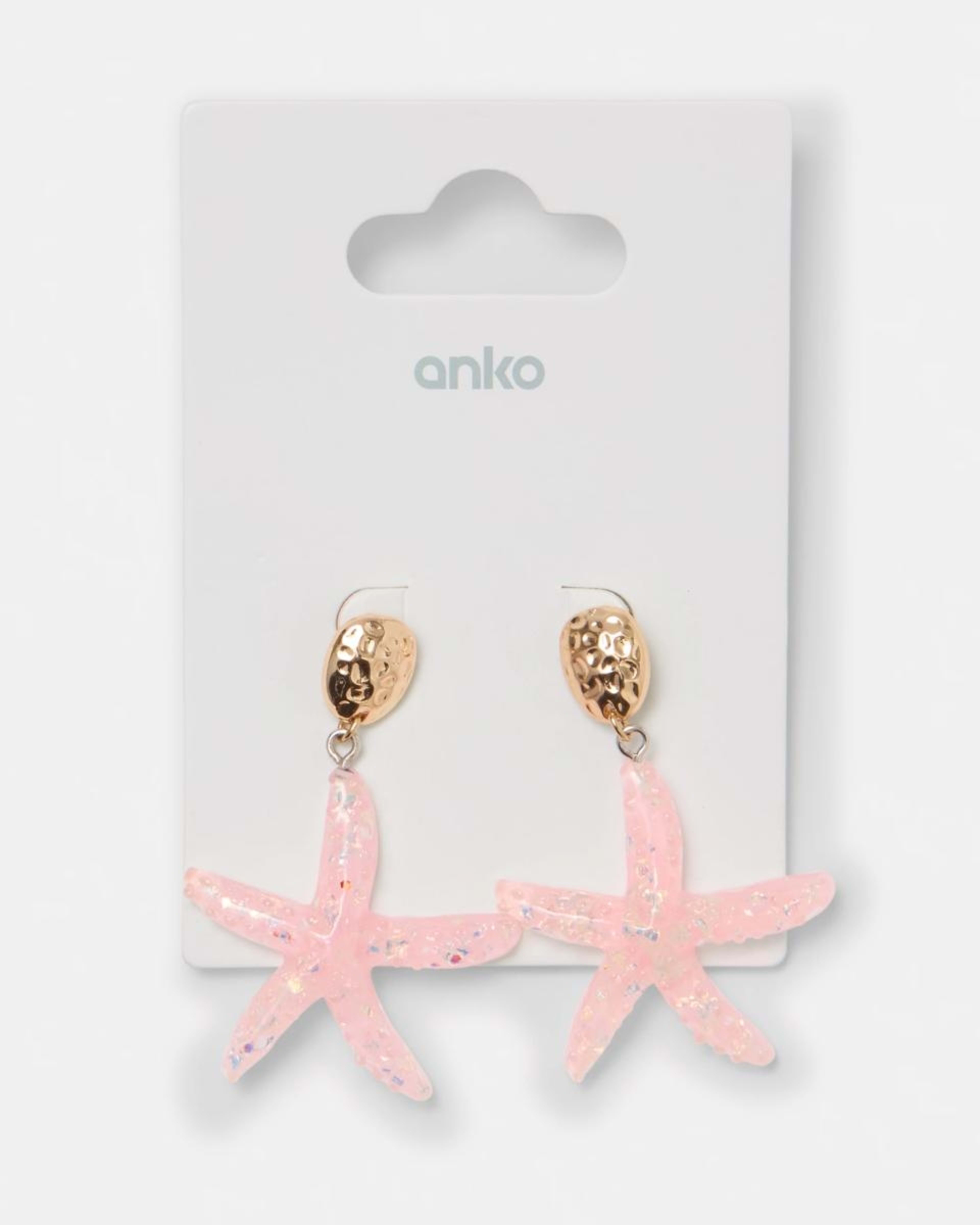 5 Starfish Drop Earrings - Pink and Gold Tone Gold, 5 of 5