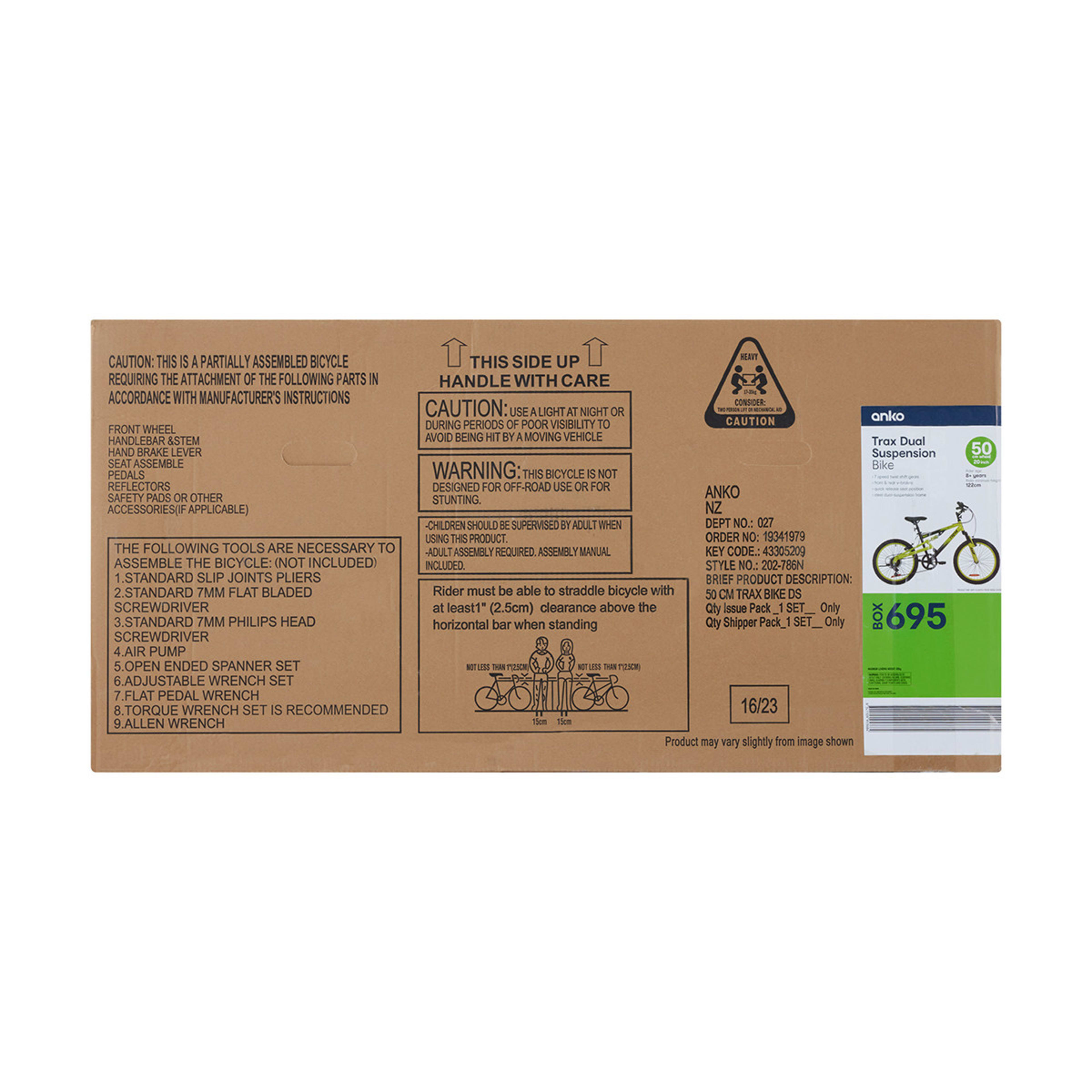 50cm Trax Dual Suspension Bike Kmart