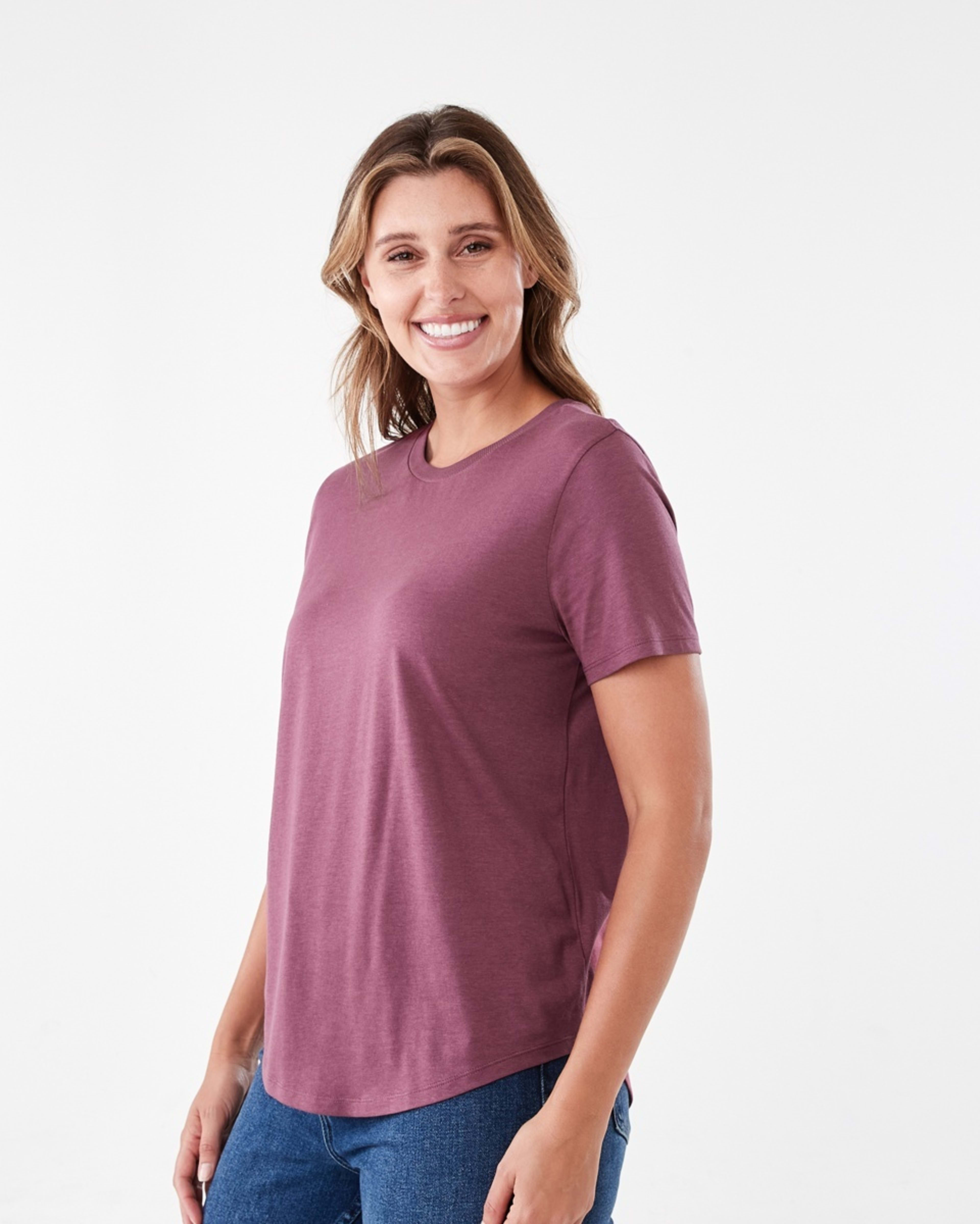 2 Short Sleeve Cotton Modal T-shirt CRUSHED BERRY, 2 of 5