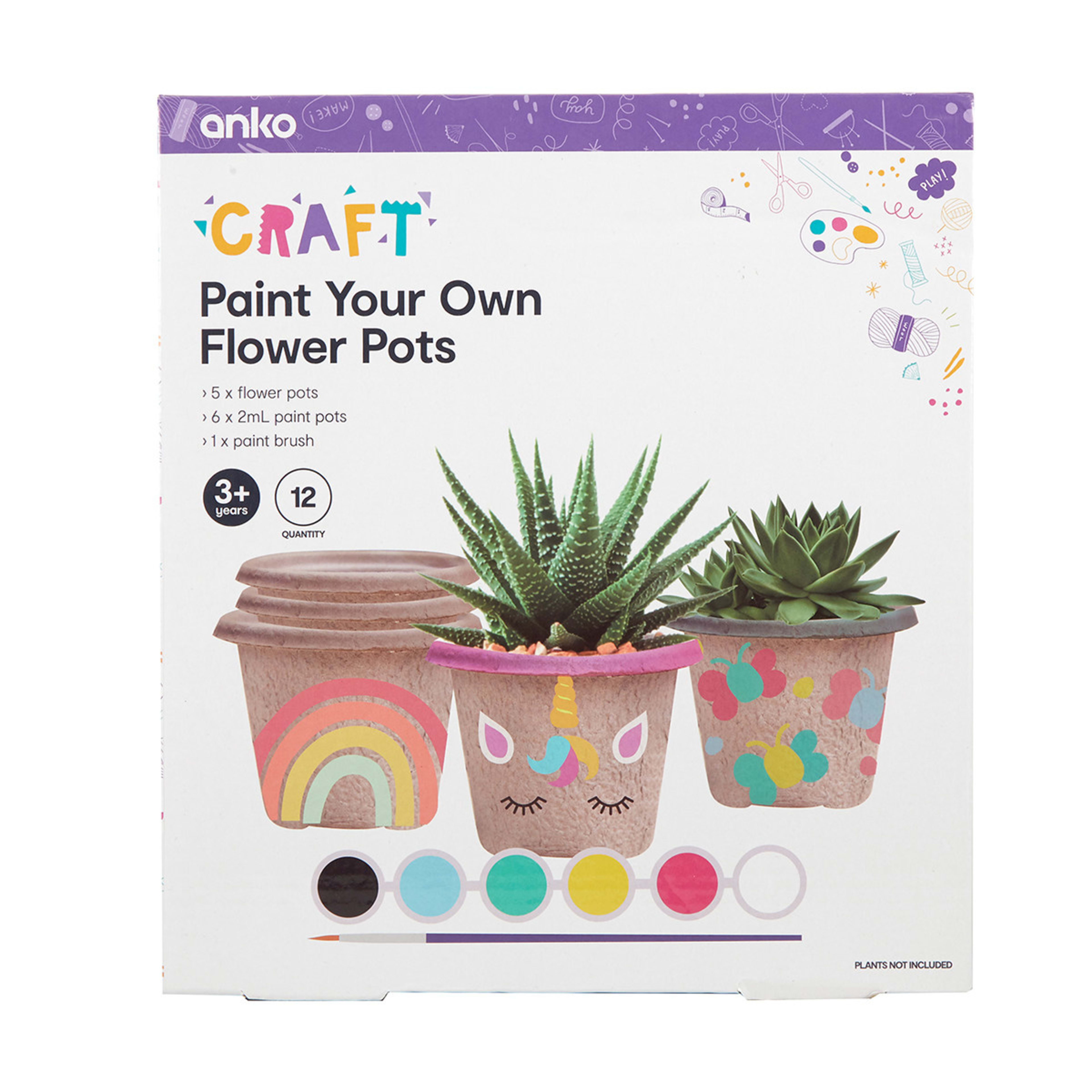 12 Pieces Paint Your Own Flower Pots Kmart