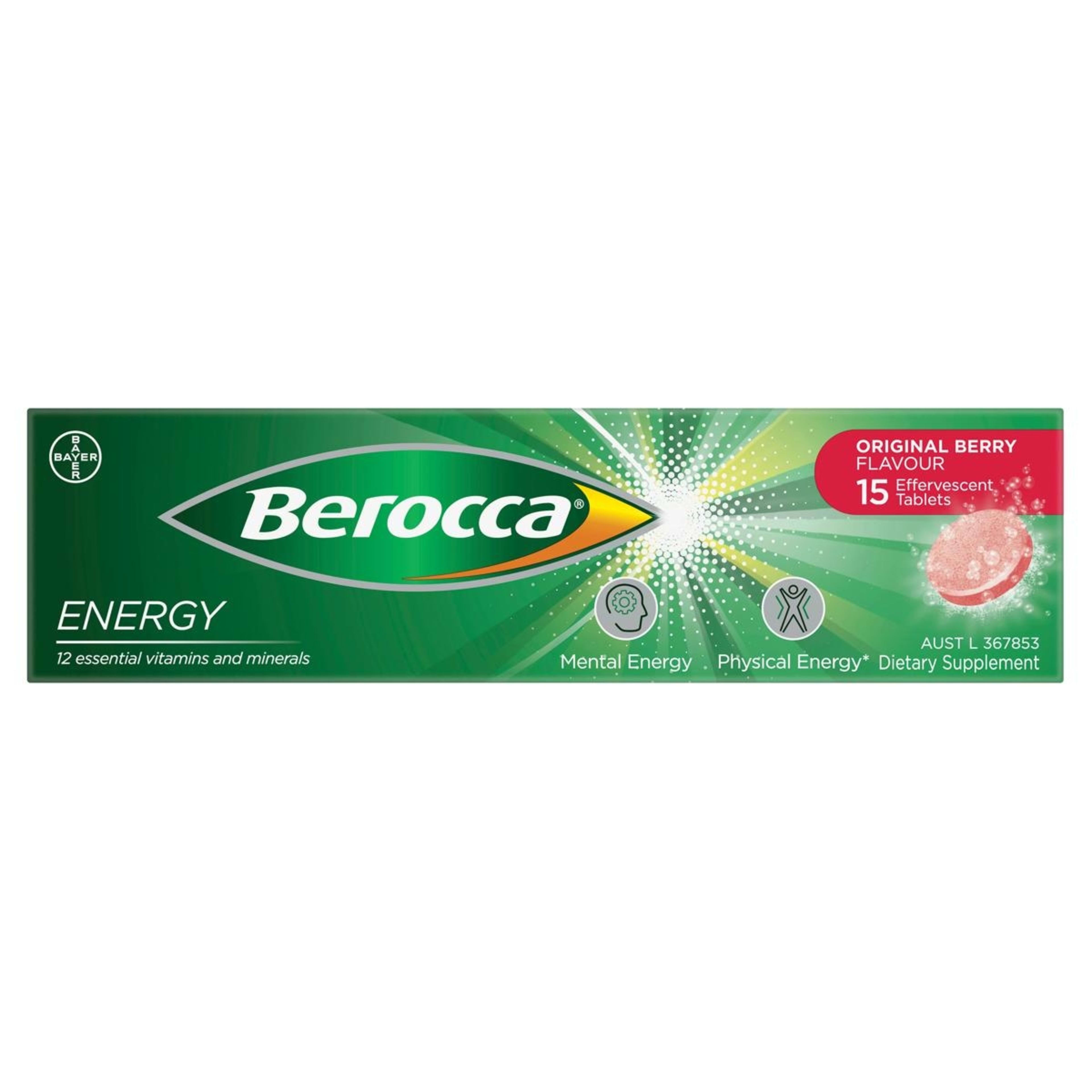 2 15 Pack Berroca Energy Original Berry Flavour Effervescent Tablets, 2 of 10