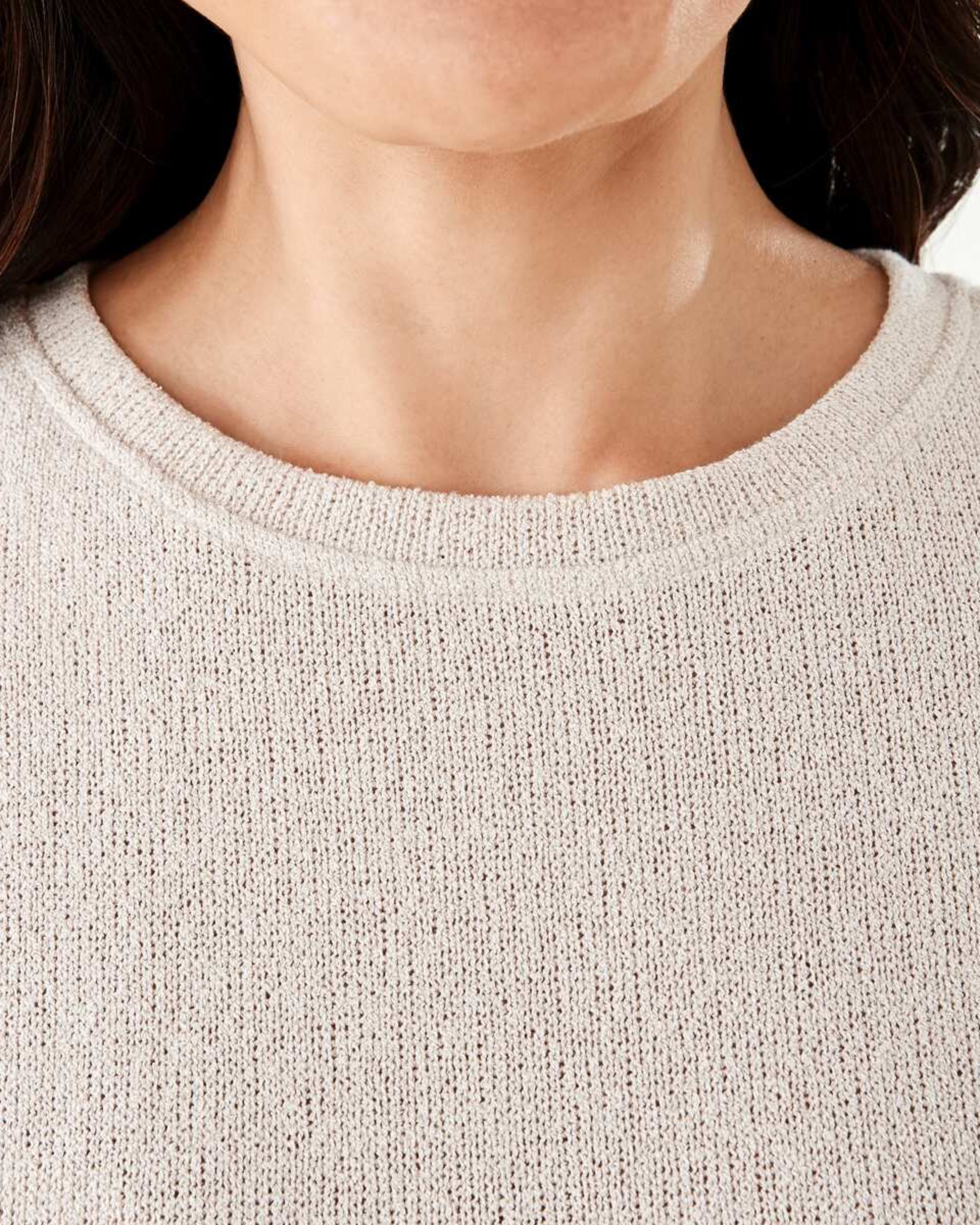 5 Short Sleeve Textured Extended Sleeve Top Nat Beige, 5 of 6