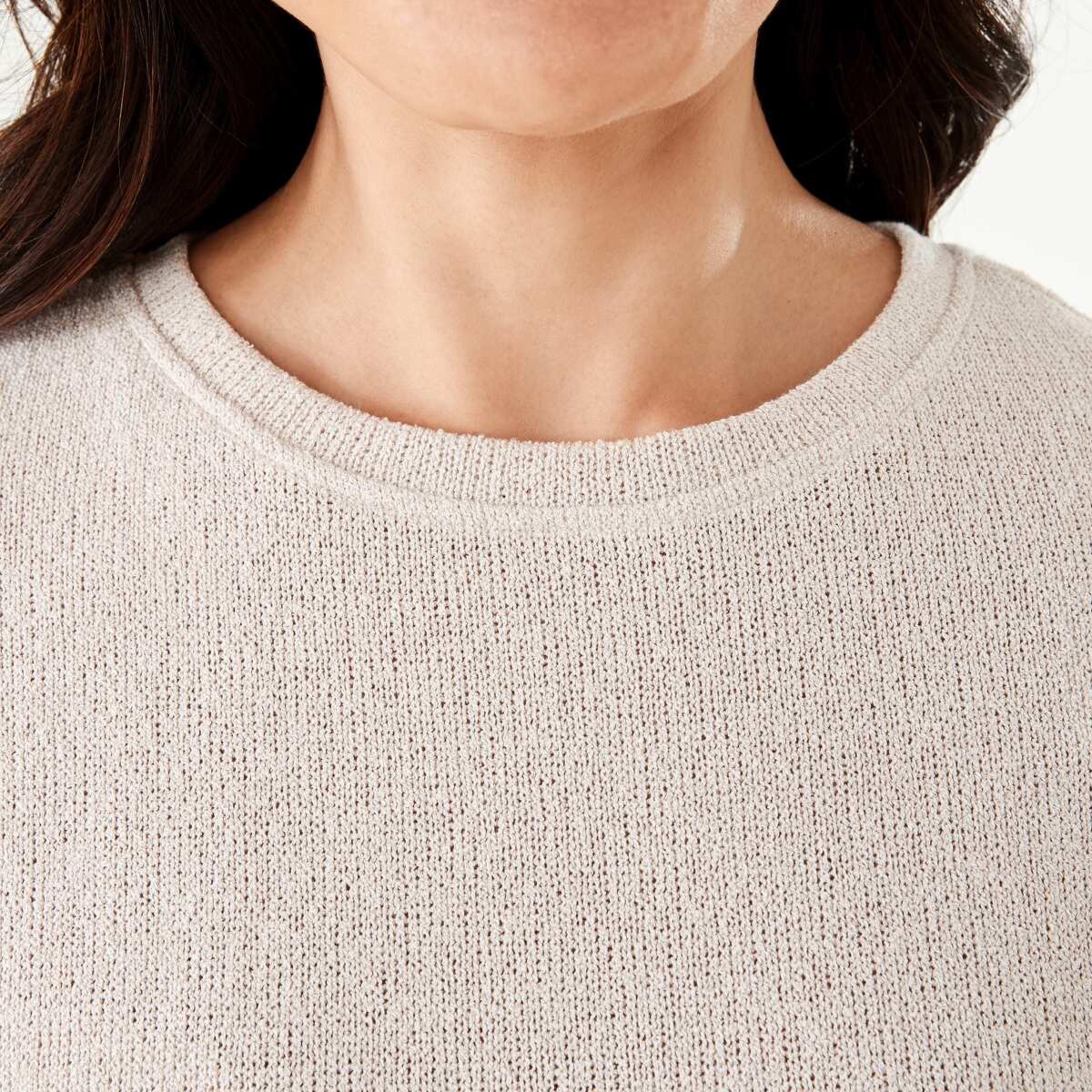 5 Short Sleeve Textured Extended Sleeve Top Nat Beige, 5 of 6