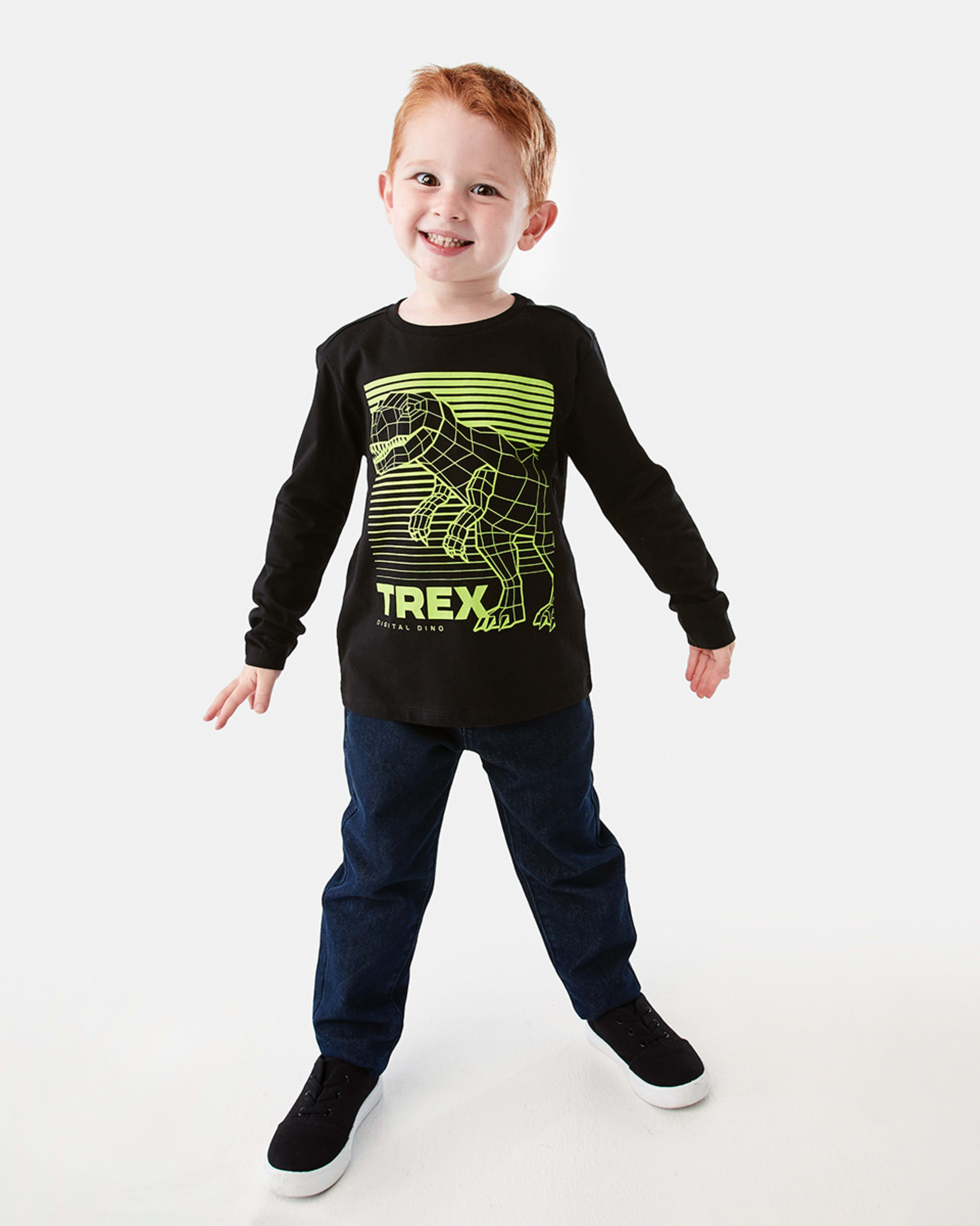 5 Long Sleeve Print T-shirt Black Dino, 5 of 8