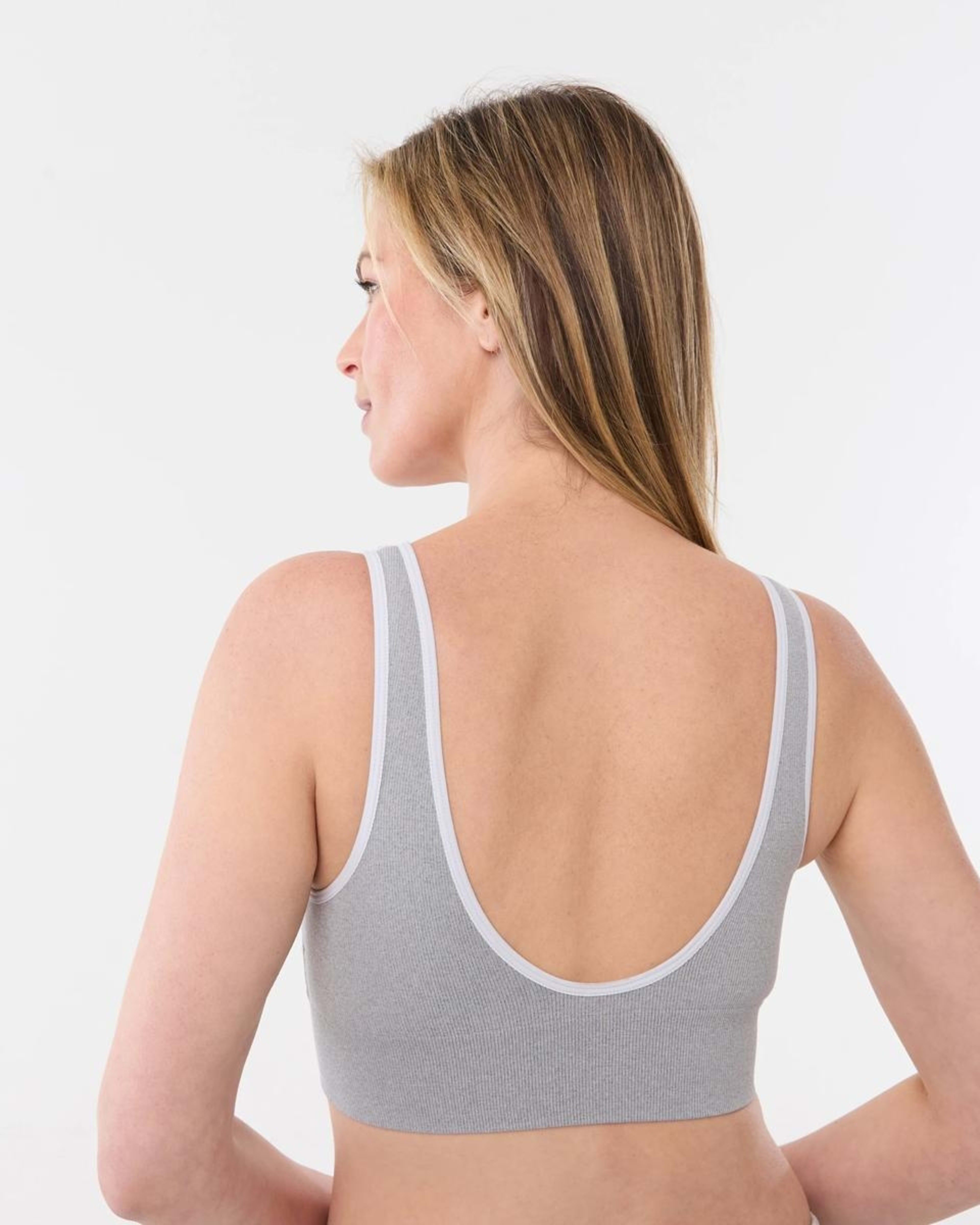 7 2 Pack Wirefree Seamfree Trim Crop Top BLUE MARINE, GREY MARLE, 7 of 9