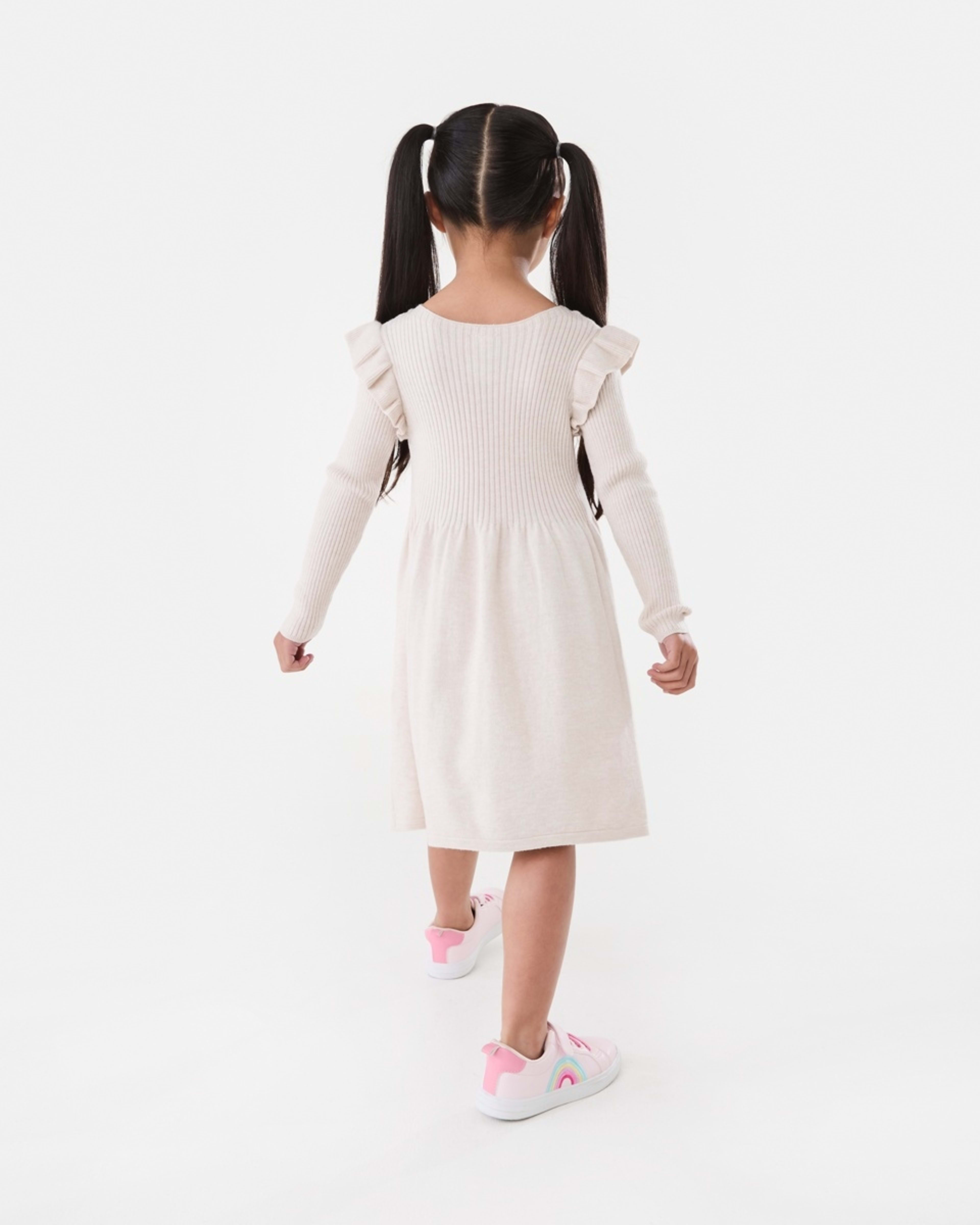 7 Long Sleeve Viscose Knit Dress Crm Marle, 7 of 9