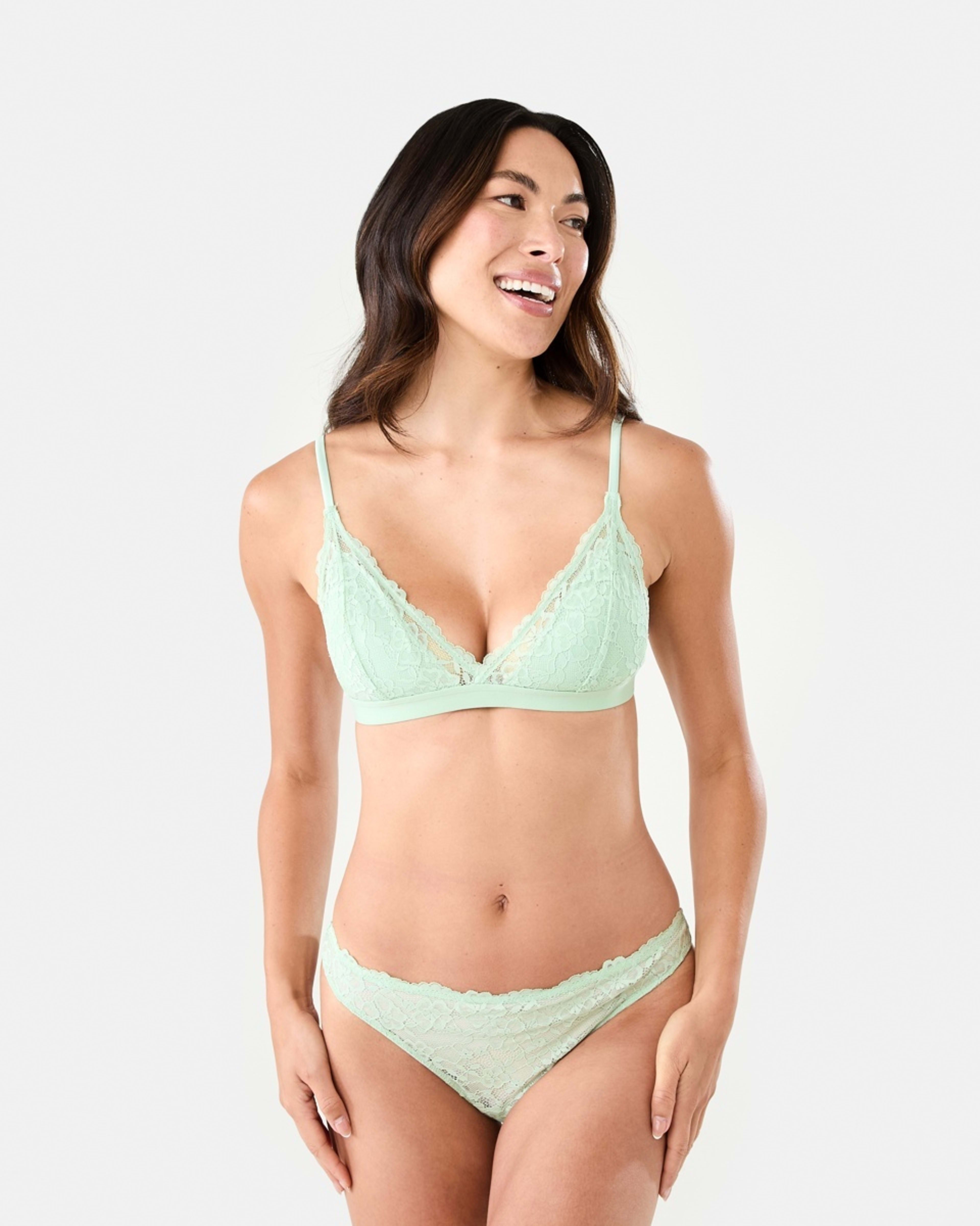 7 Co-ordinated Lace & Satin Bralette Tea Green, 7 of 7