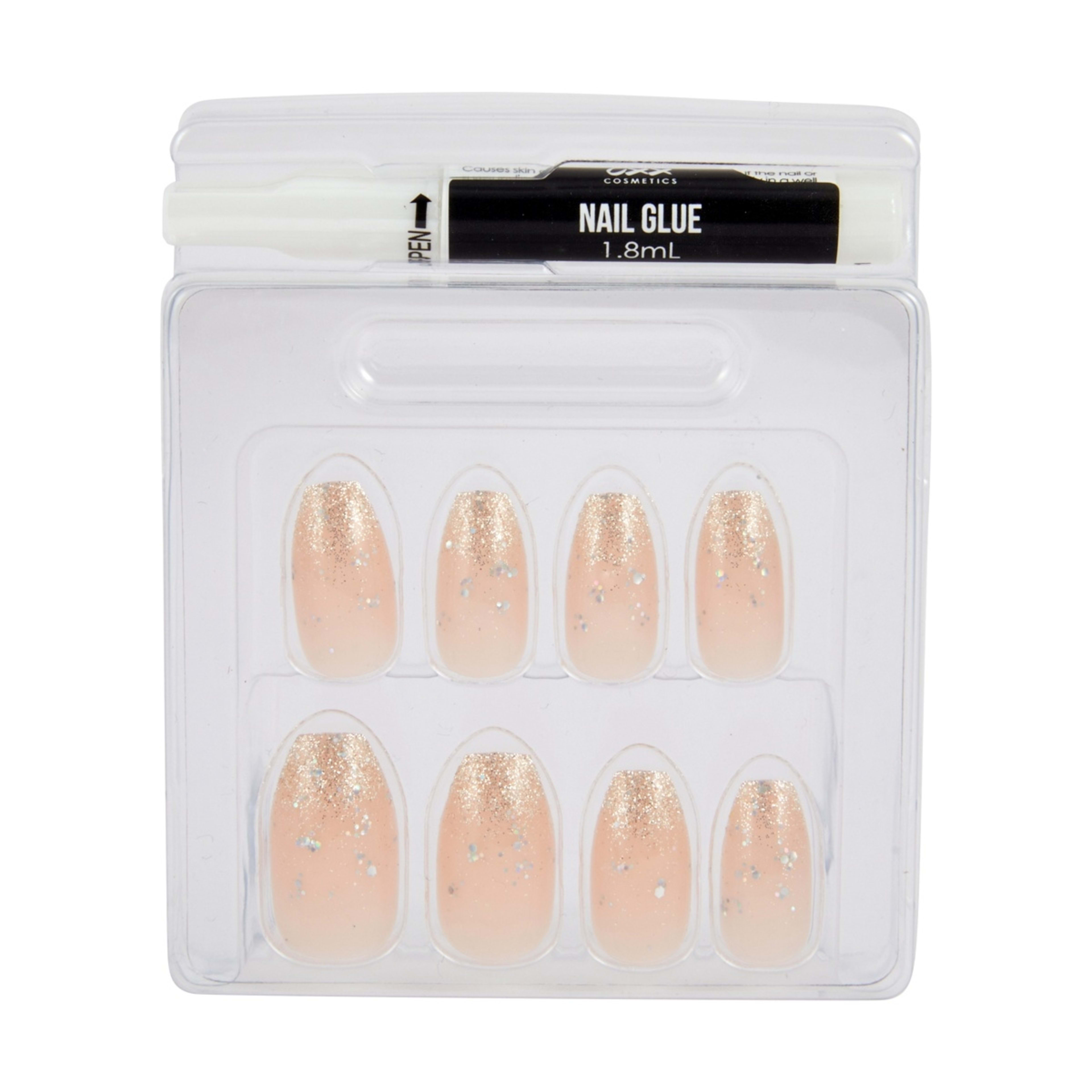 3 OXX Cosmetics 24 Pack Artificial Nails with Adhesive - Coffin Shape, Nude Gold Tone, 3 of 5