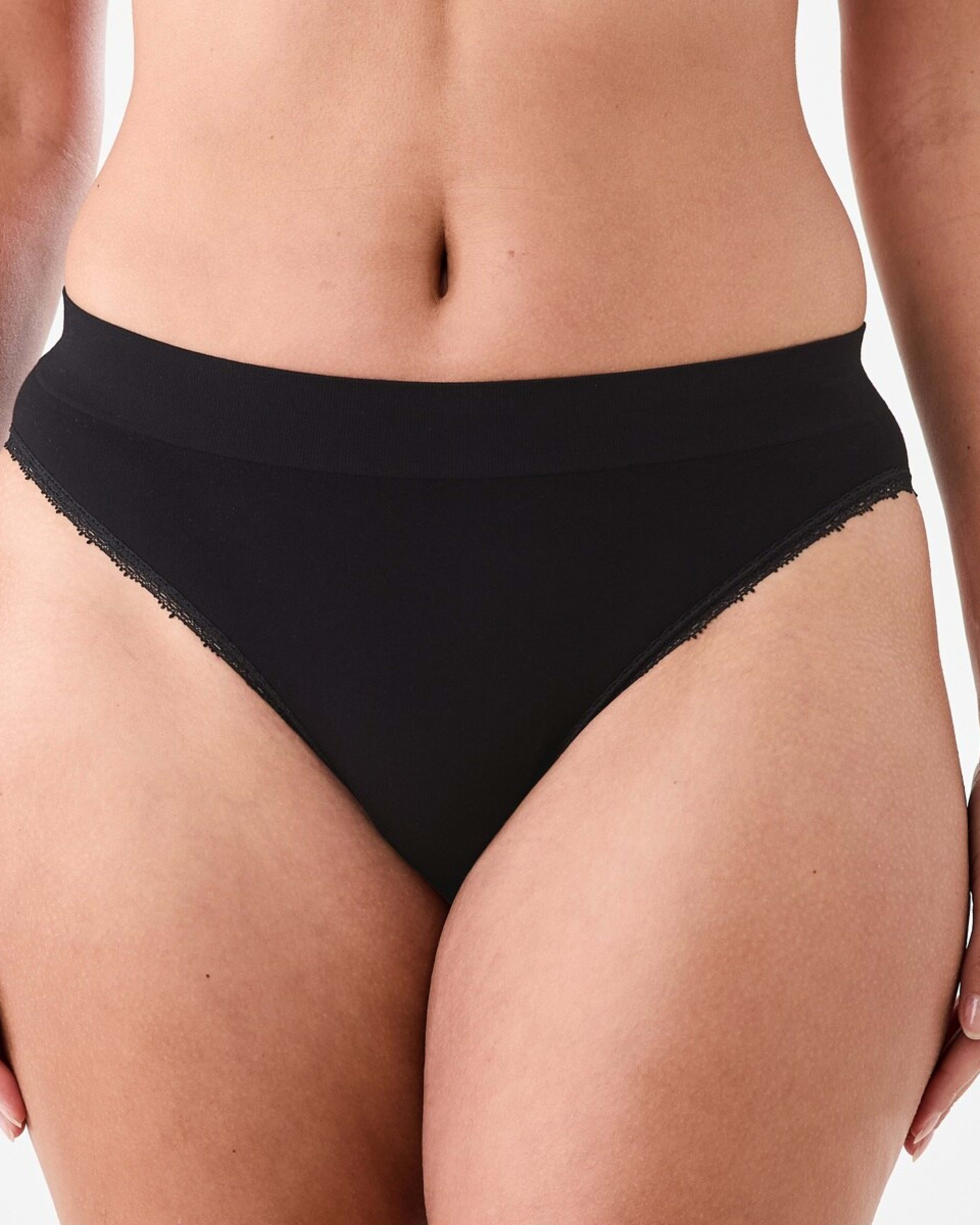 4 3 Pack Seamfree Bamboo Lace Bikini Briefs Bk Bk Bk, 4 of 9