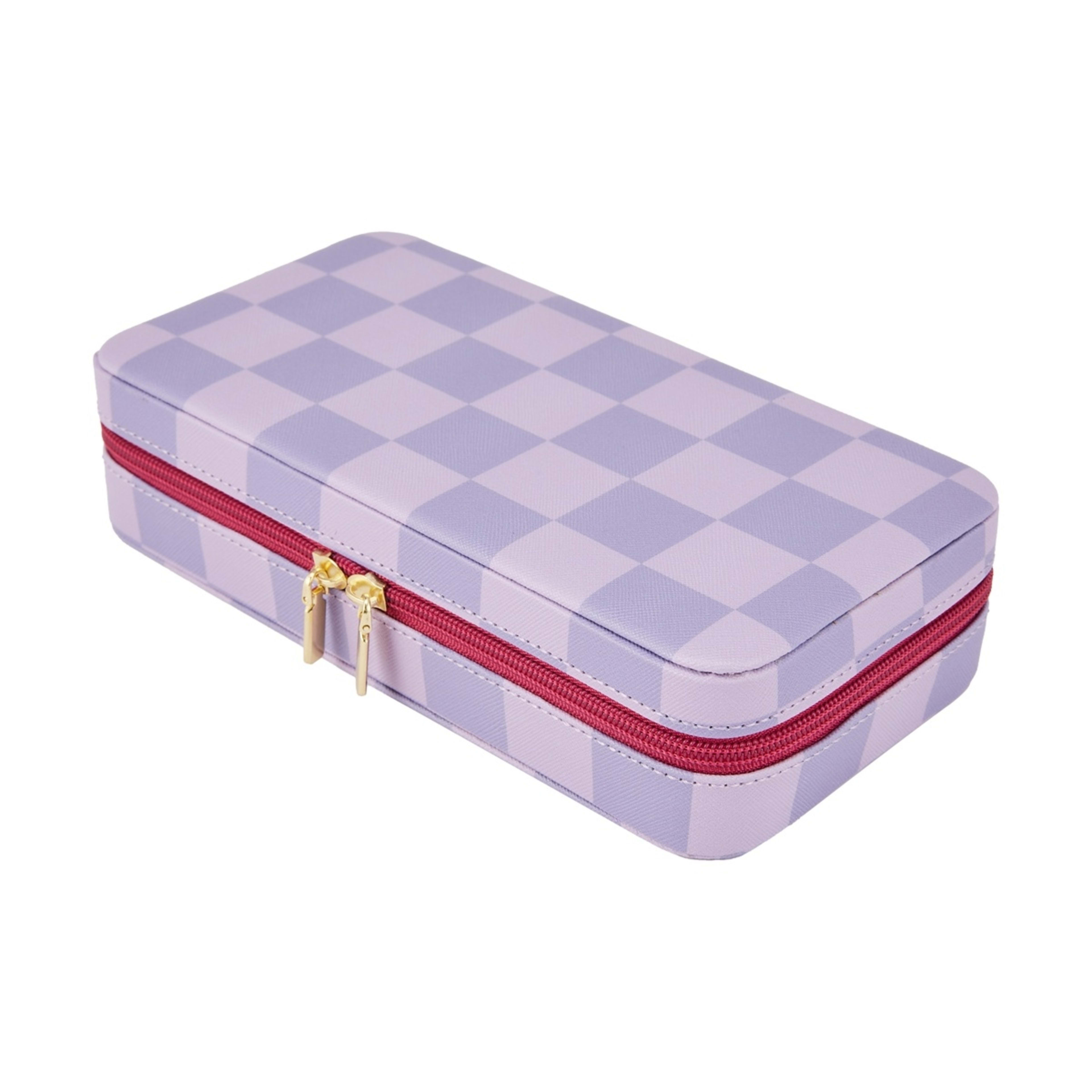 2 Lilac Check Jewellery Case, 2 of 6