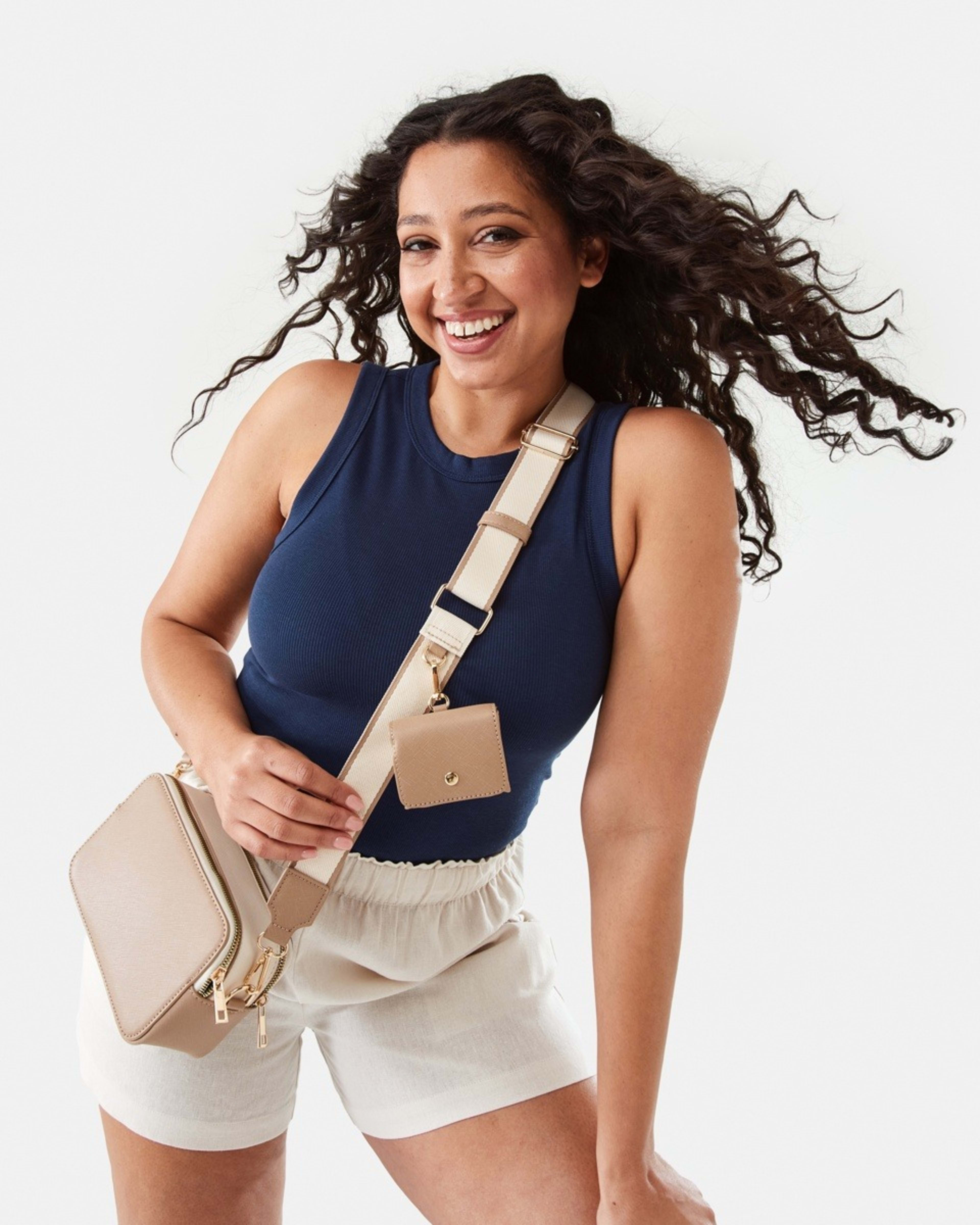 6 Double Zip Crossbody Bag BEIGE VANILLA, 6 of 8