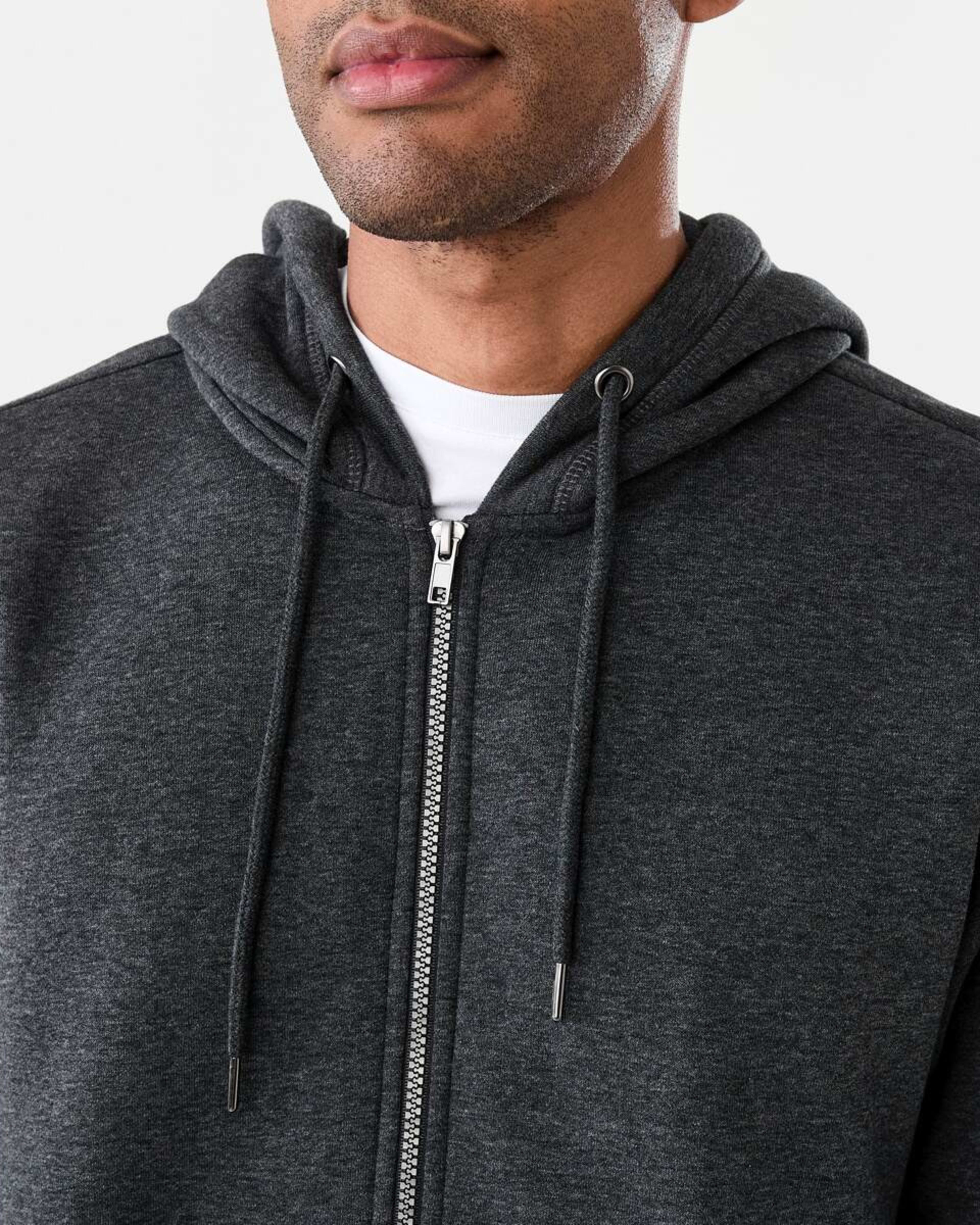 6 Comfort Zip Through Hoodie Charcoal Marle, 6 of 7
