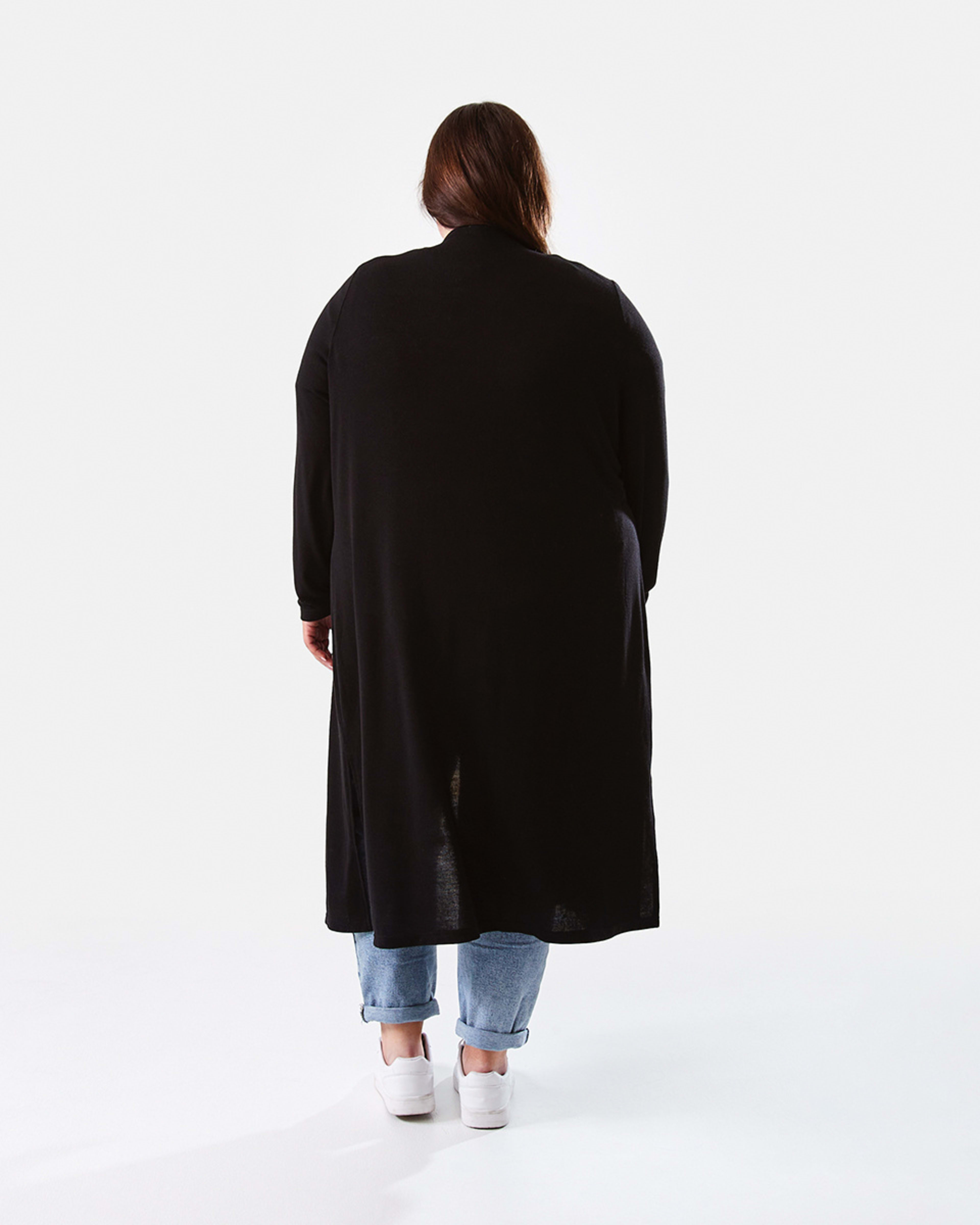 3 Curve Long Sleeve Longline Cardigan Black, 3 of 6