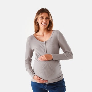 Maternity Long Sleeve Henley Feeding T-shirt