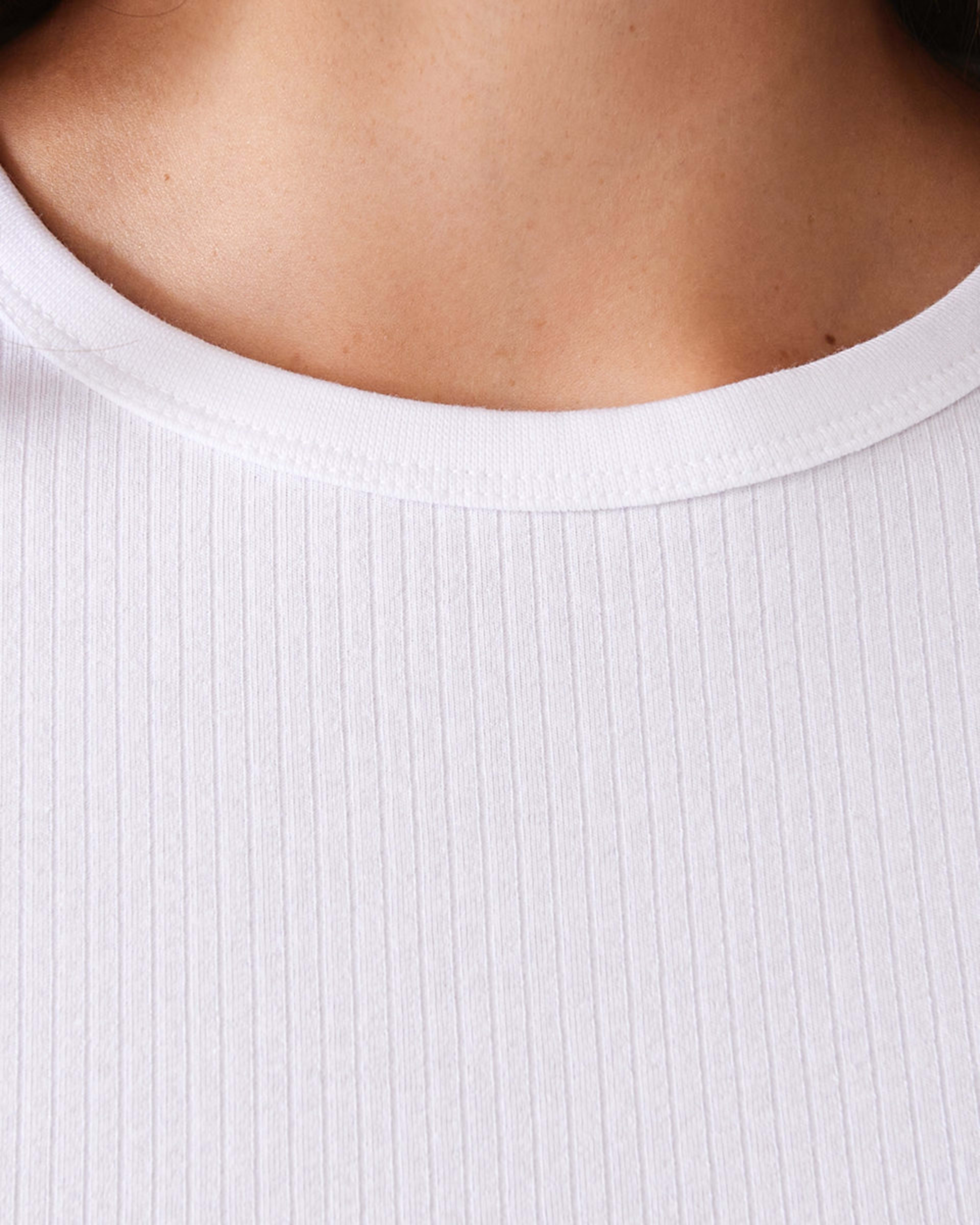 5 Long Sleeve Rib Crew Neck T-shirt White, 5 of 5