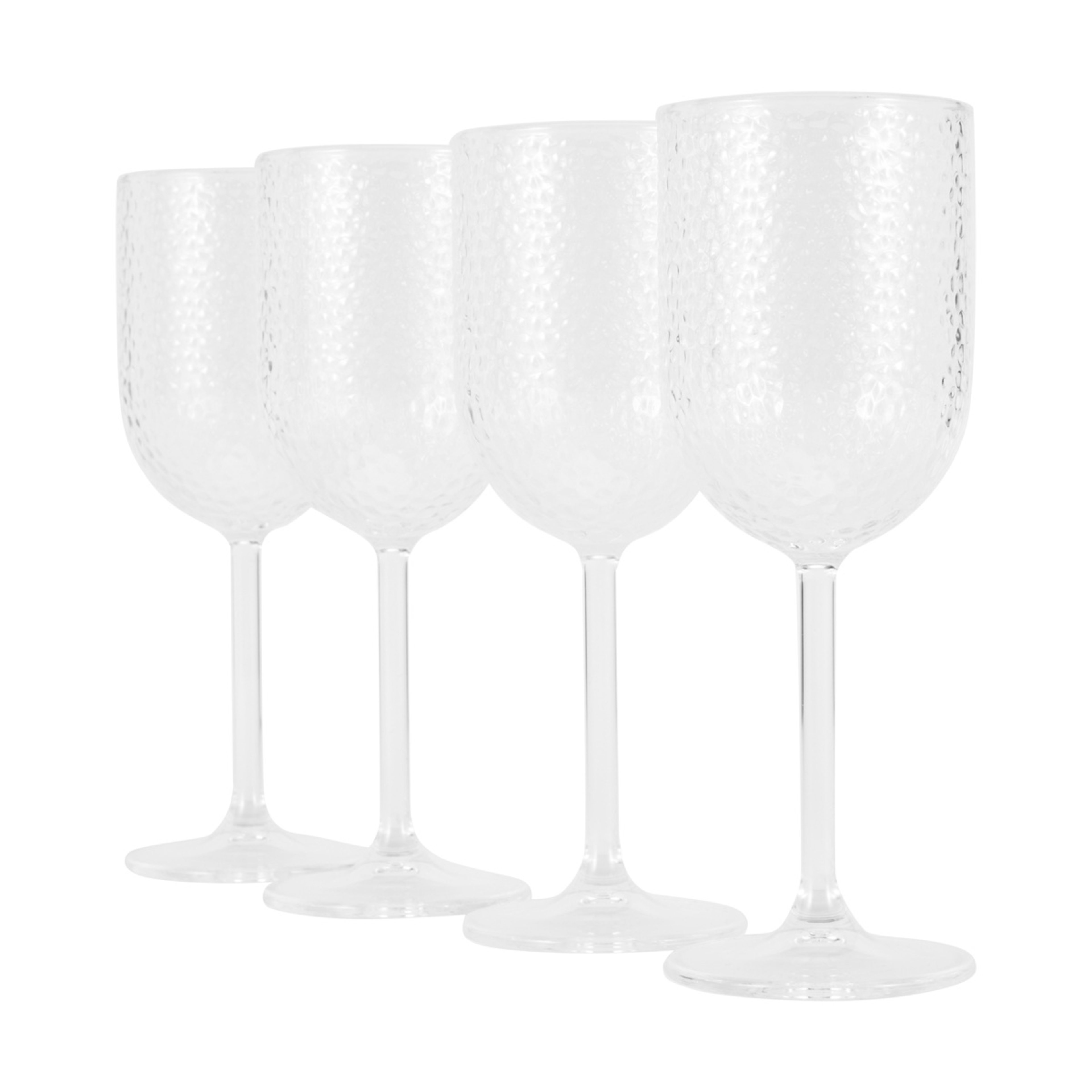 1 4 Clear Acrylic Hammered Wine Glasses, 1 of 5