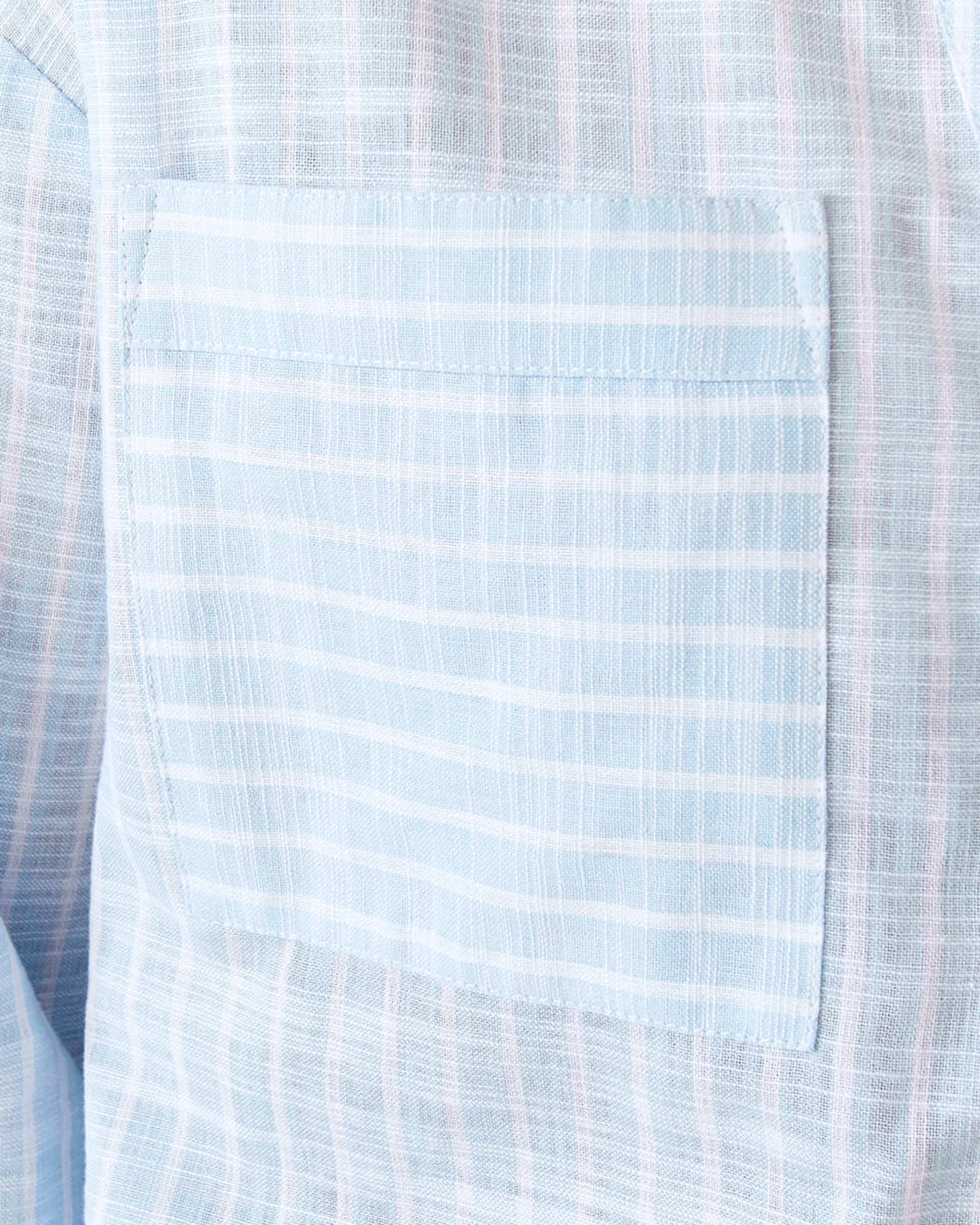 6 Rolled Sleeve Cotton Slub Shirt Bl/wh Strp, 6 of 9