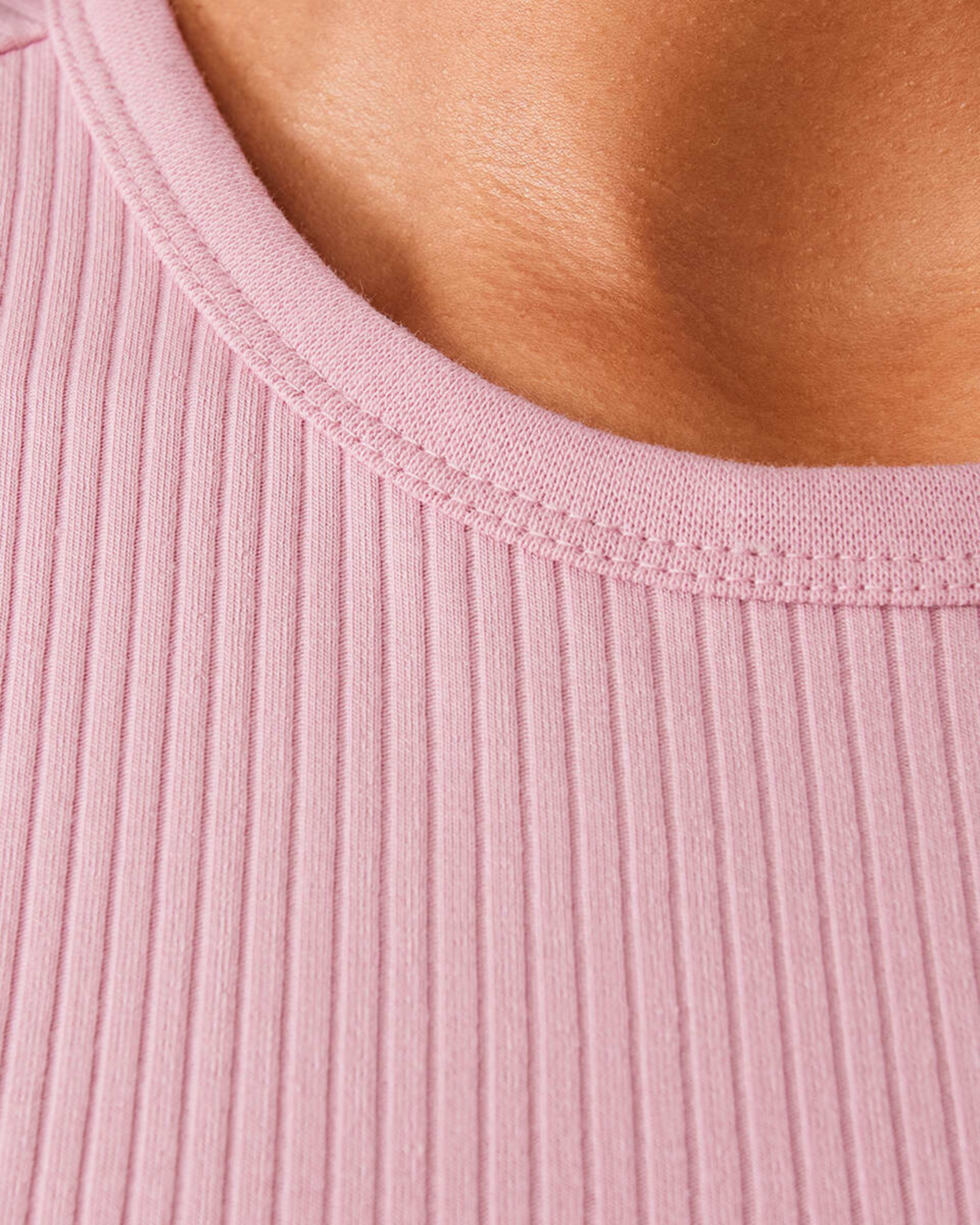 6 Short Sleeve Rib Crew Neck T-shirt Viola Pink, 6 of 7