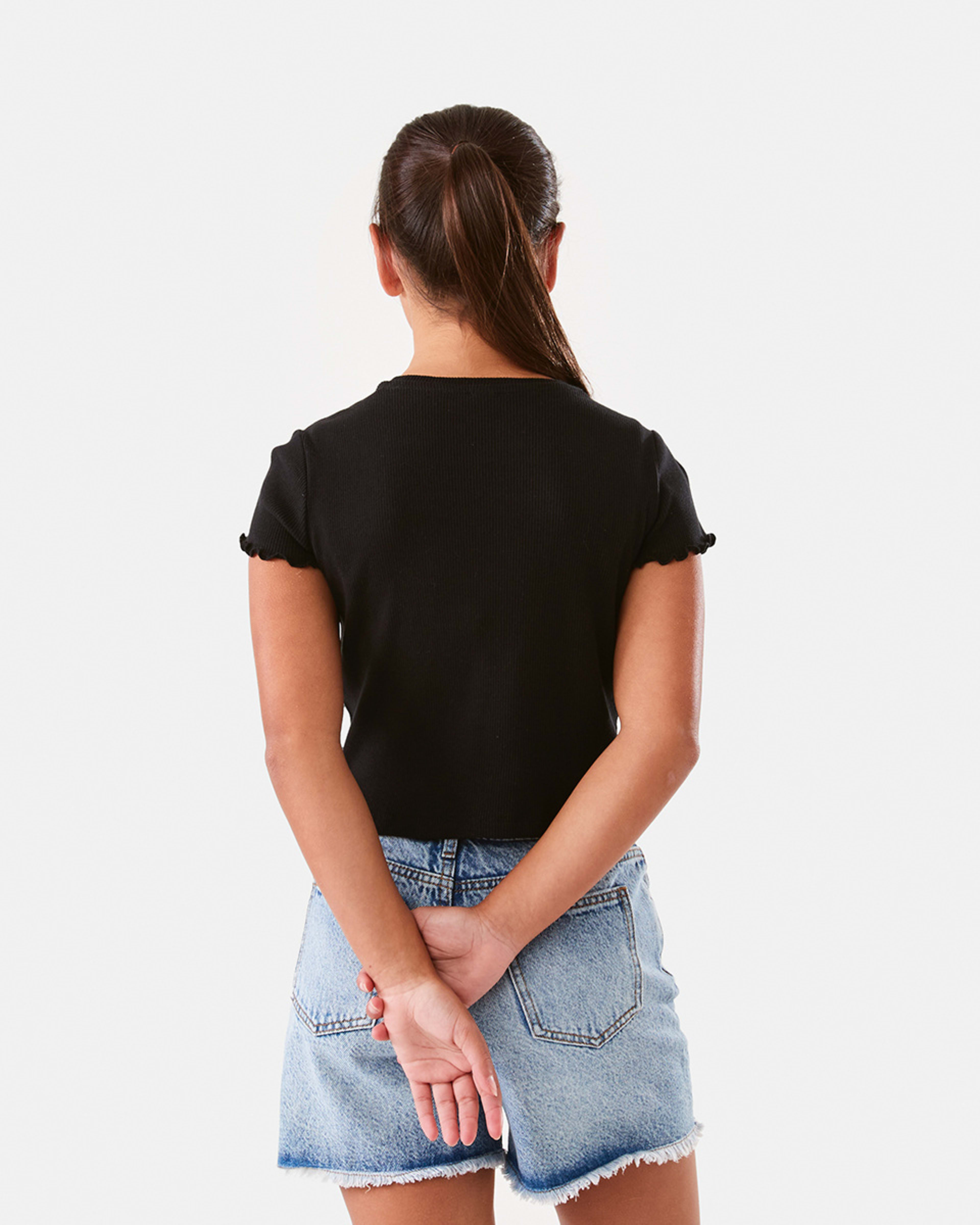 2 Short Sleeve Rib Top Black, 2 of 9