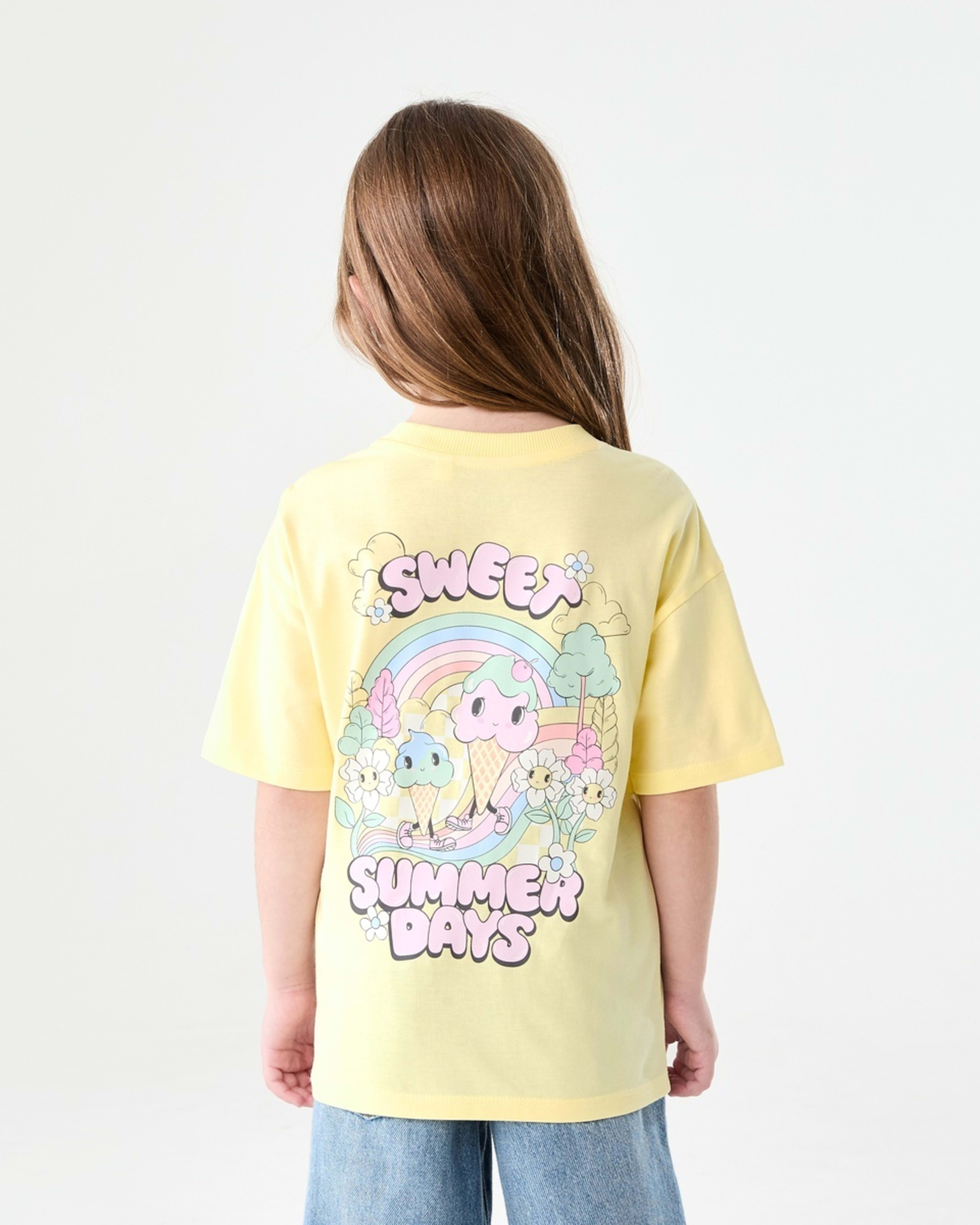 2 Short Sleeve Oversized Print T-shirt SWEET SUMMER DAYS BUTTER, 2 of 7