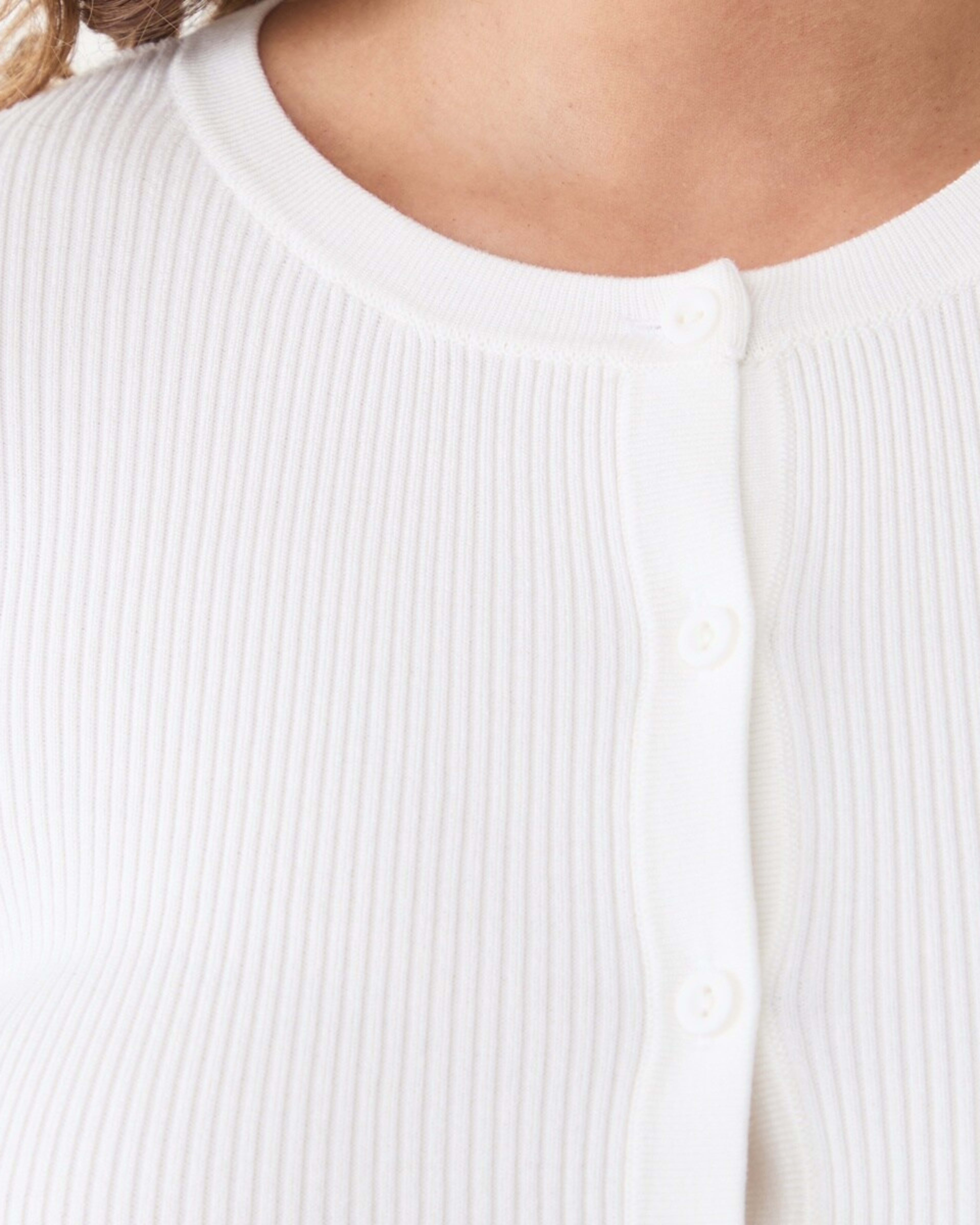 5 Long Sleeve Rib Button Through Top SNOW WHITE, 5 of 5