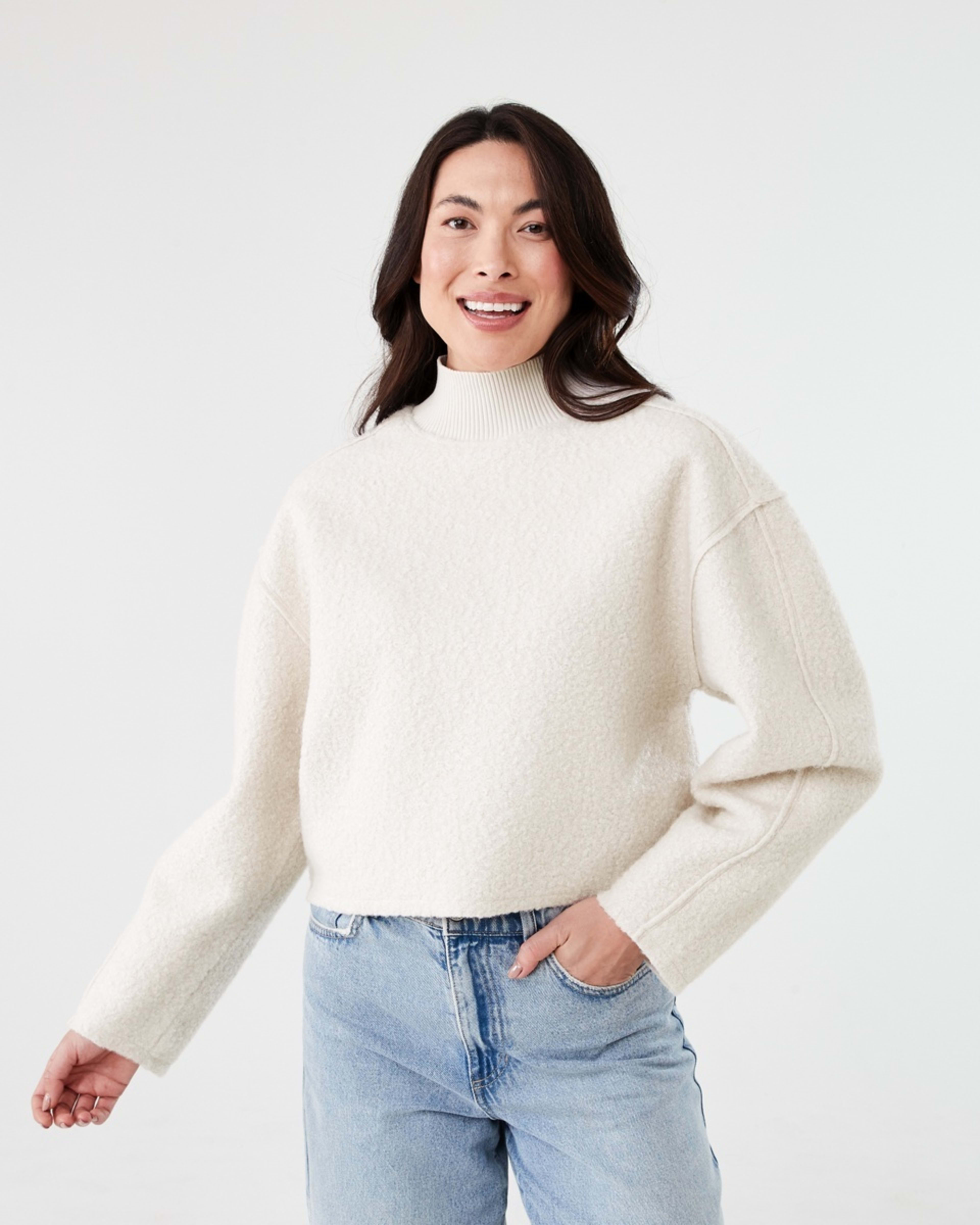 1 Boucle Funnel Neck Sweatshirt Nat Beige