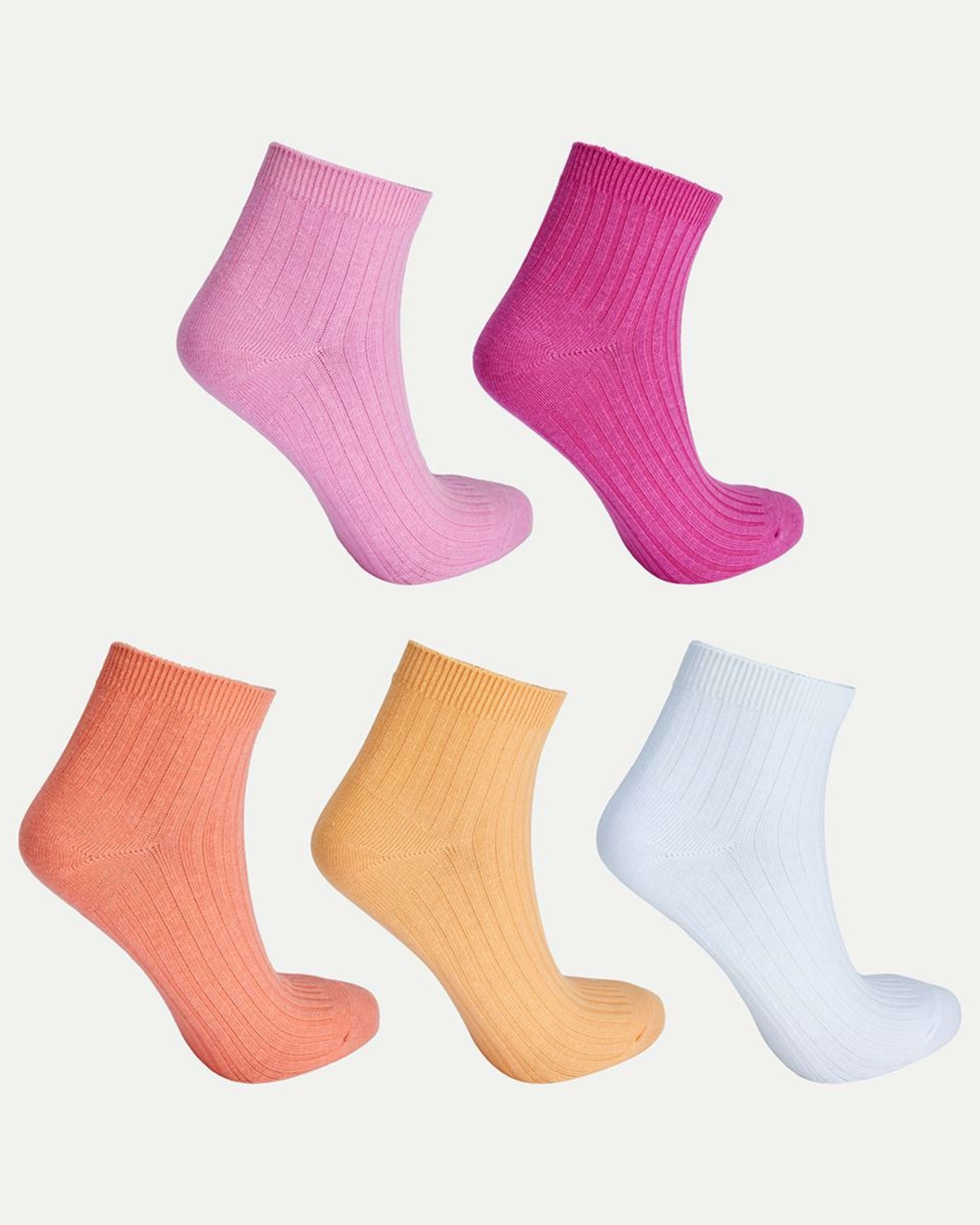 2 5 Pack Rib Anklet Socks Org Pnk, 2 of 3