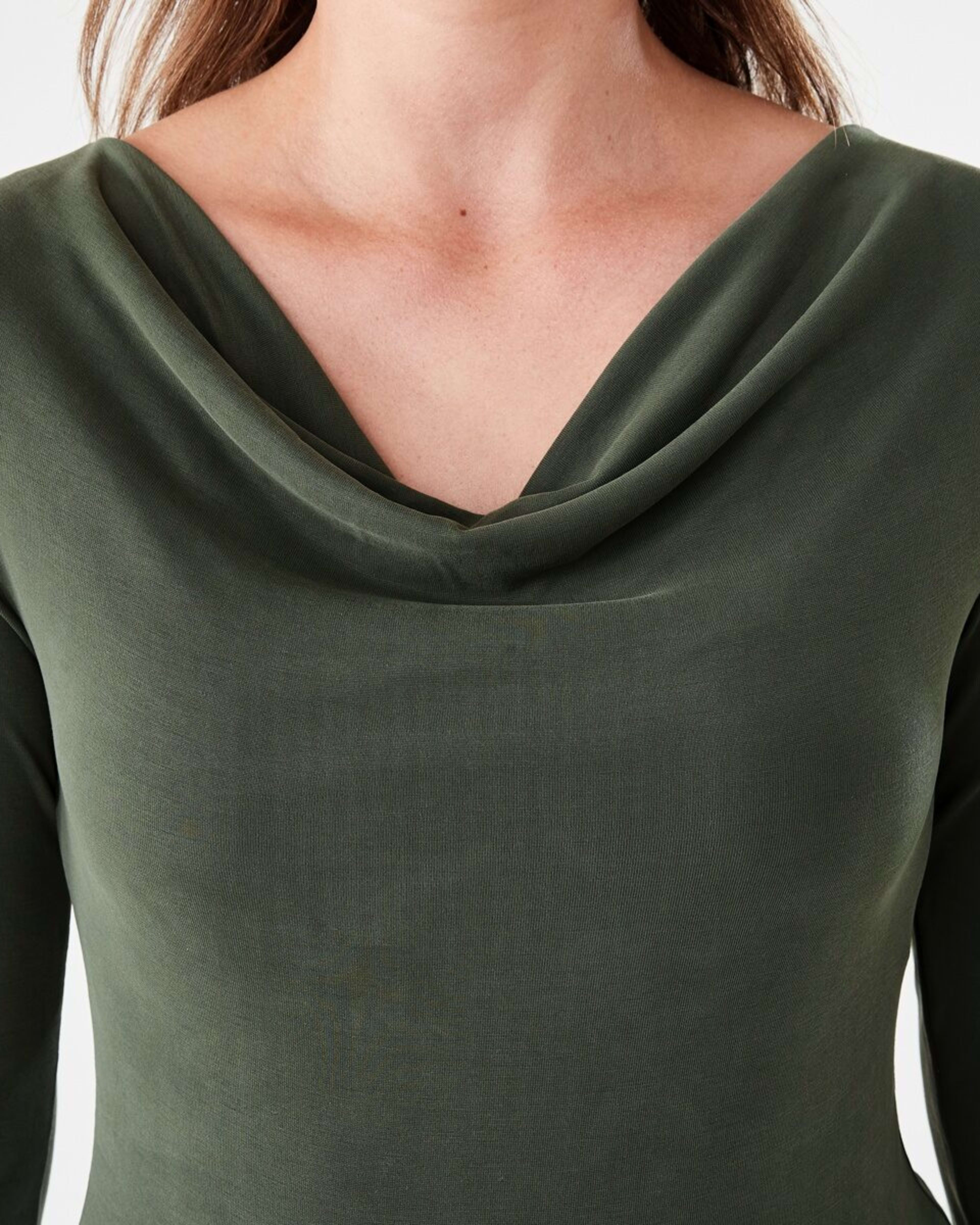 6 Long Sleeve Drape Cowl Neck Top OLIVE LEAF, 6 of 6