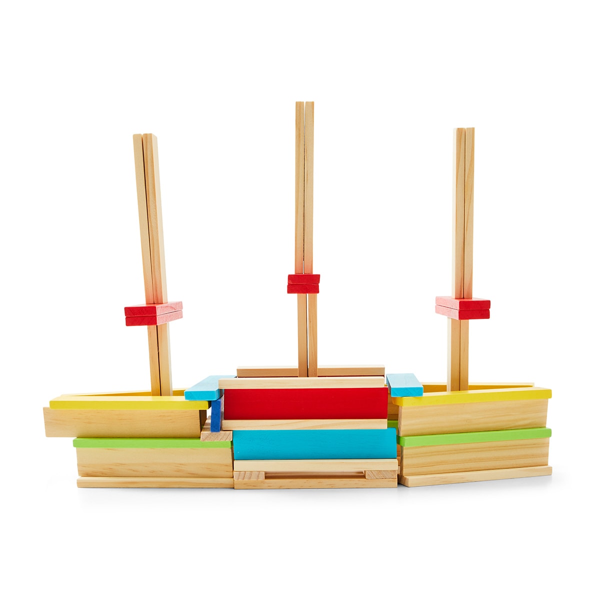 100 Piece Wooden Stack Blocks Playset Kmart